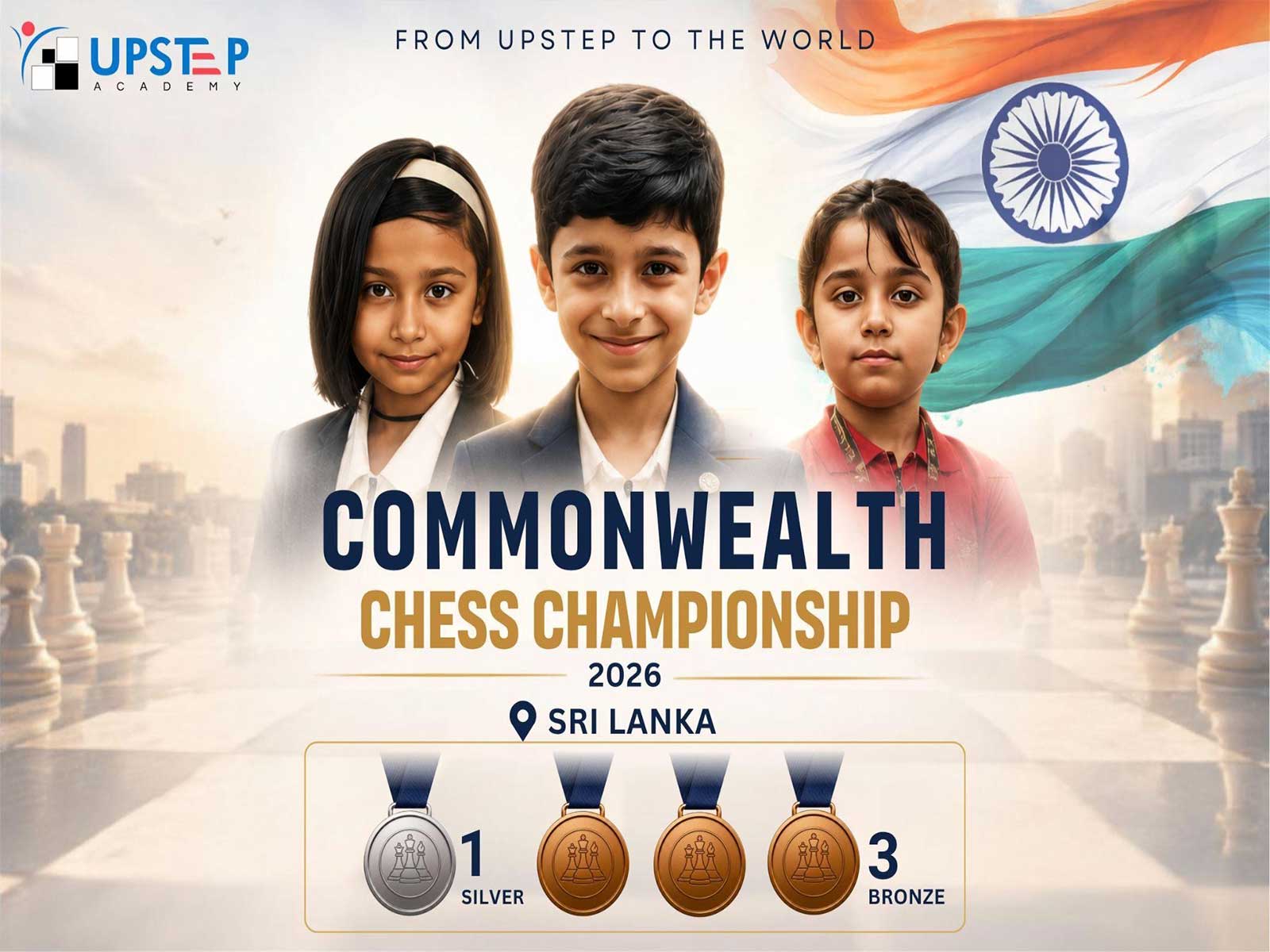 Young Indian Chess Players from Upstep Academy Bring Home Four Medals from Commonwealth Championship 2026