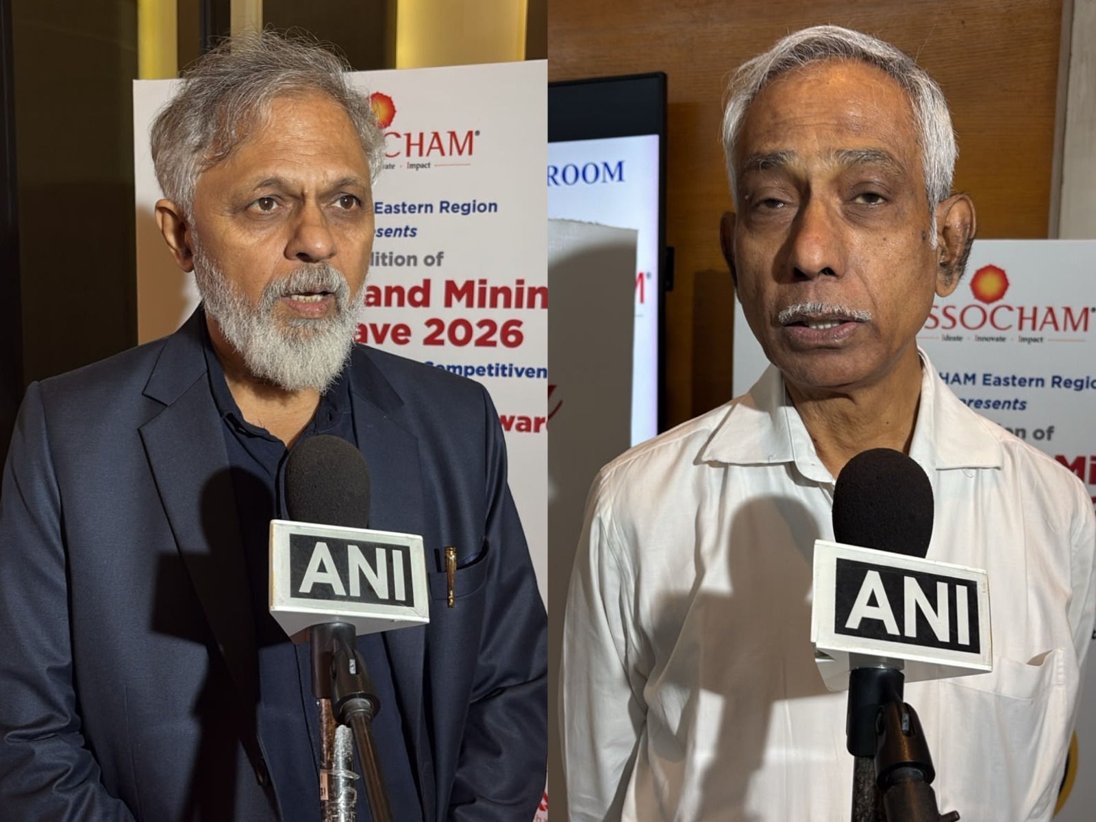 Ashim Kumar Mukherjee and Professor Satish Sinha at the ASSOCHAM Mining Conclave 2026 (Photo/ANI)