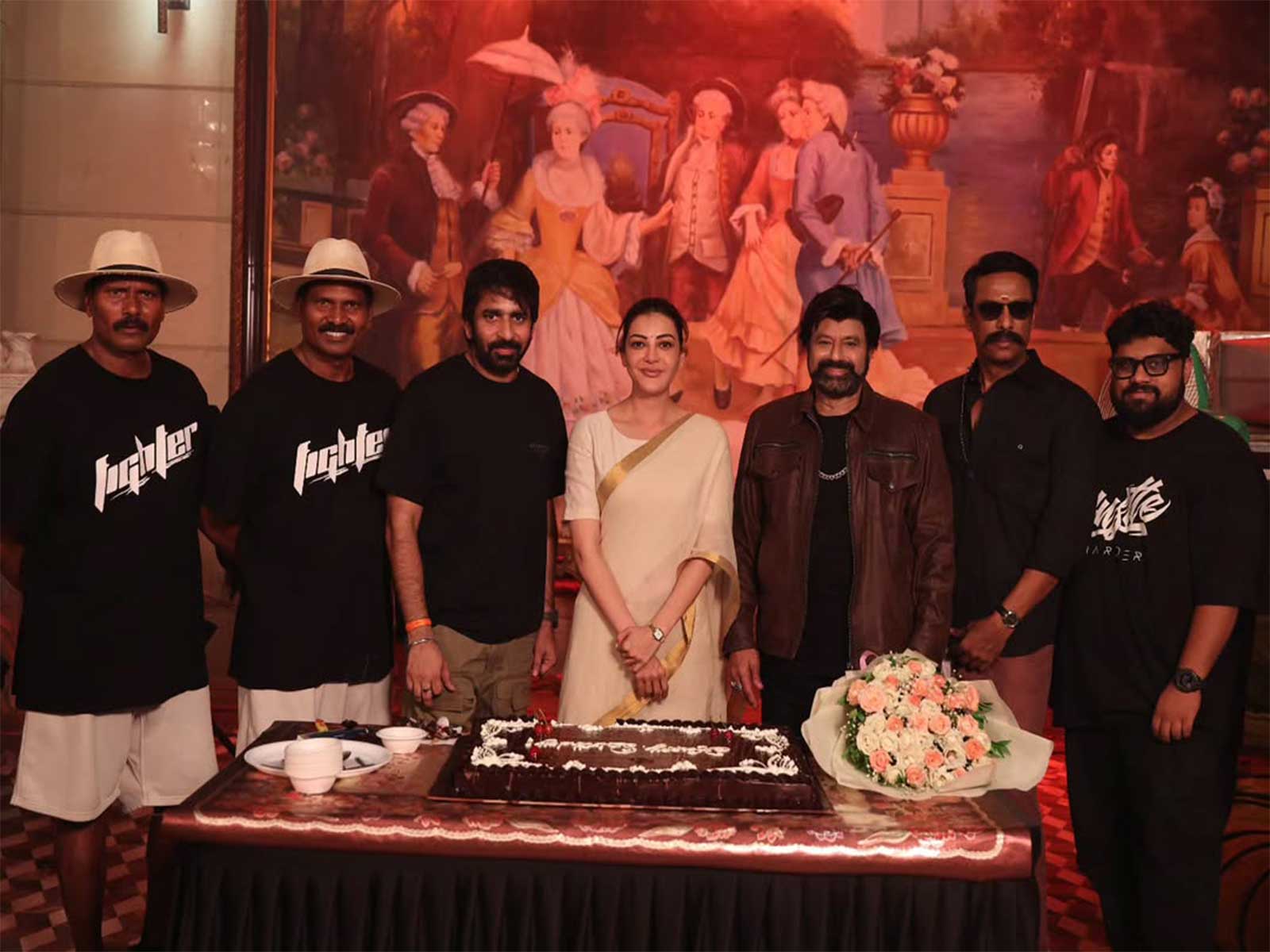 Kajal Aggarwal, Gopichand Mallineni and Nandamuri Balakrishna along with others (Photo/Instagram@vriddhicinemas) 