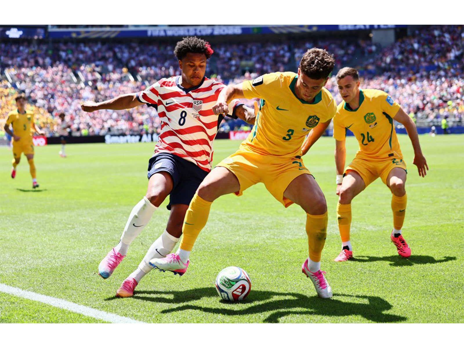 Weston McKennie of the U.S. in action with Australia's Alessandro Circati, (Photo: IMAGN IMAGES via Reuters)
