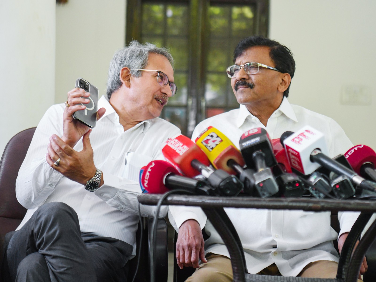 UBT Sena MP's Anil Desai and Sanjay Raut (Photo/ANI)