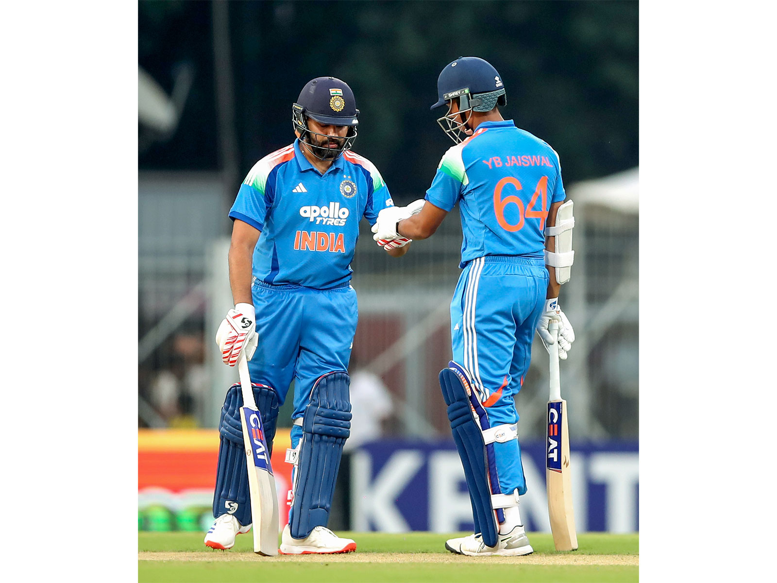 Rohit Sharma and Yashasvi Jaiswal in action. (Photo: ANI)