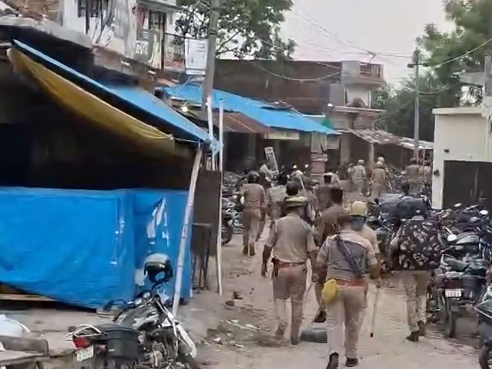 Visuals from the spot show heavy police deployment and a cleared road (Photo/ANI)