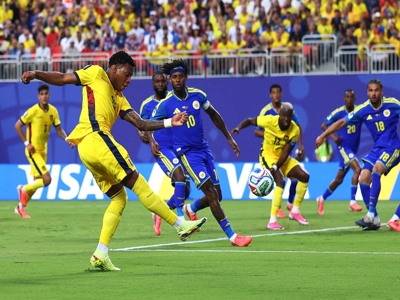 Soccer Football - FIFA World Cup 2026 - Group E - Ecuador v Curacao - Kansas City Stadium, Kansas City, Missouri, U.S. - June 20, 2026 Ecuador's Gonzalo Plata shoots at goal. (Photo: REUTERS/Hannah Mckay)