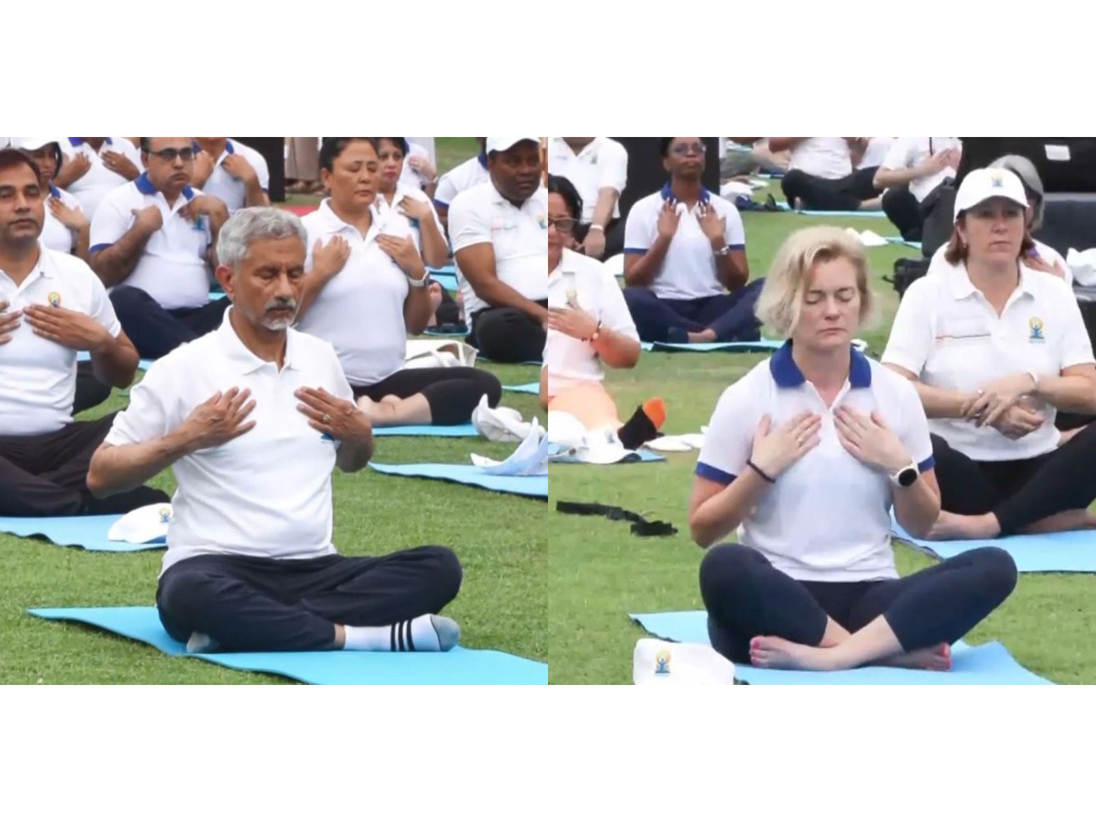 EAM Jaishankar (L) and Norway envoy May-Elin Stener (R) (Photo/ANI)