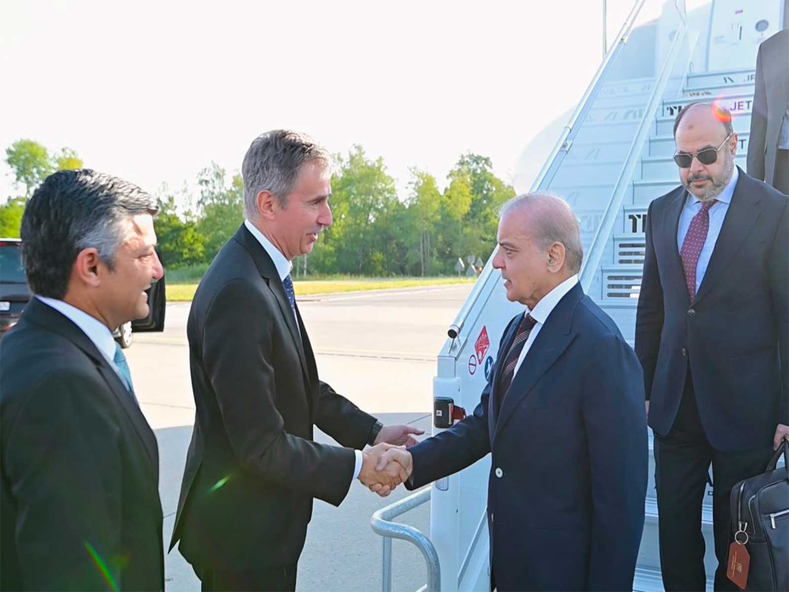 Pakistan Prime Minister Muhammad Shehbaz Sharif arrrives in Zurich (Photo/X/@PakPMO)