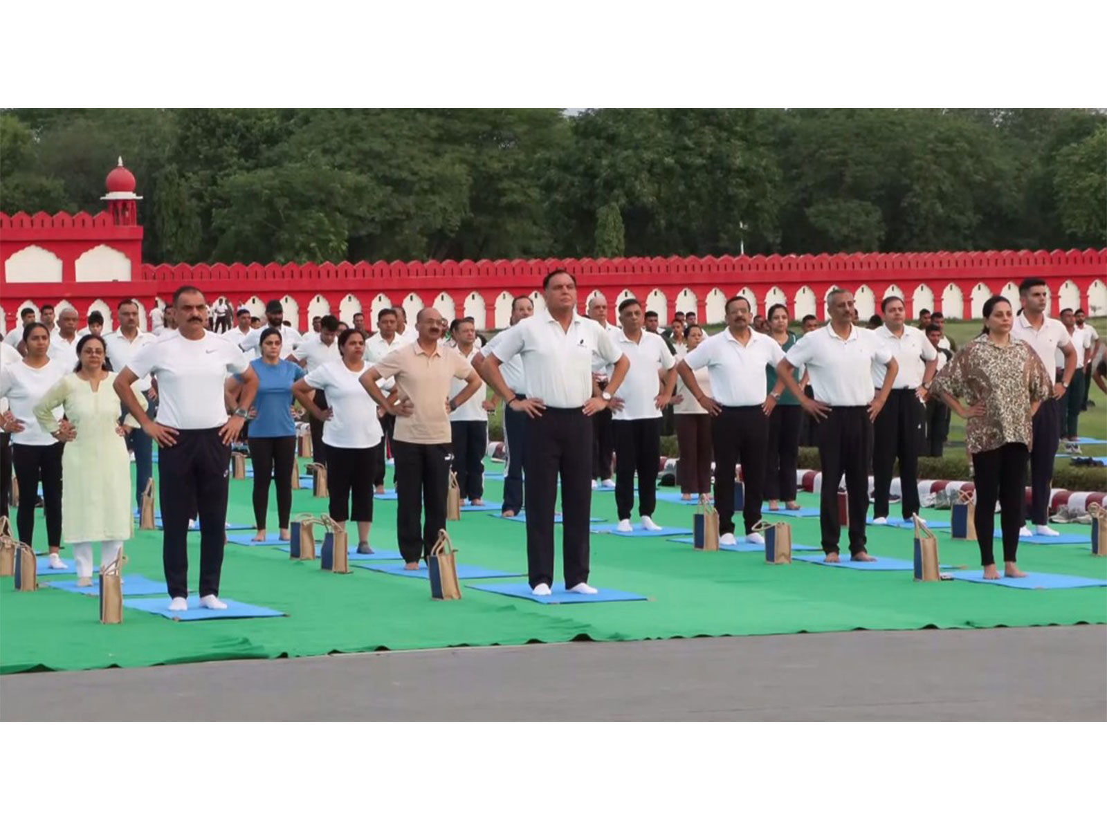 Vice Chief of the Army Staff Lieutenant General Dhiraj Seth participates in a yoga session at Cariappa Ground in New Delhi (Photo/ANI)