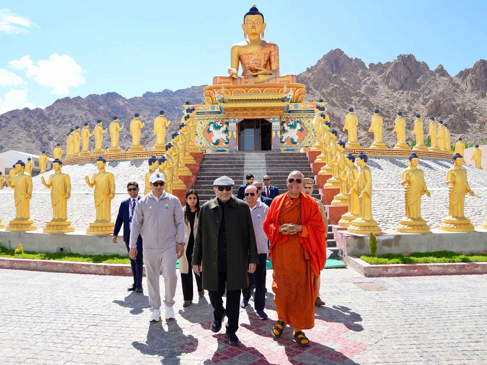 Vice President CP Radhakrishnan at Mahabodhi International Meditation Centre in Leh (Photo/X/@VPIndia)