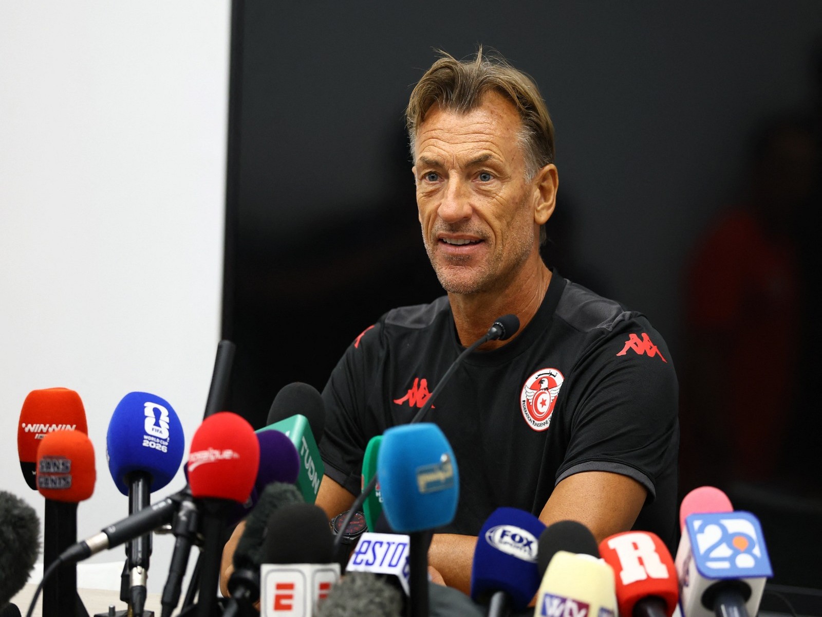 Football - FIFA World Cup 2026 - Tunisia Press Conference - Monterrey, Mexico - June 16, 2026 Tunisia coach Herve Renard during the press conference. (Photo/Reuters) 