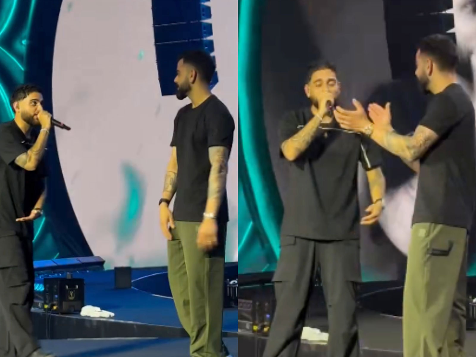 Karan Aujla performs to 'Winning Speech' alongside Virat Kohli (Photo/Instagram@one8world)