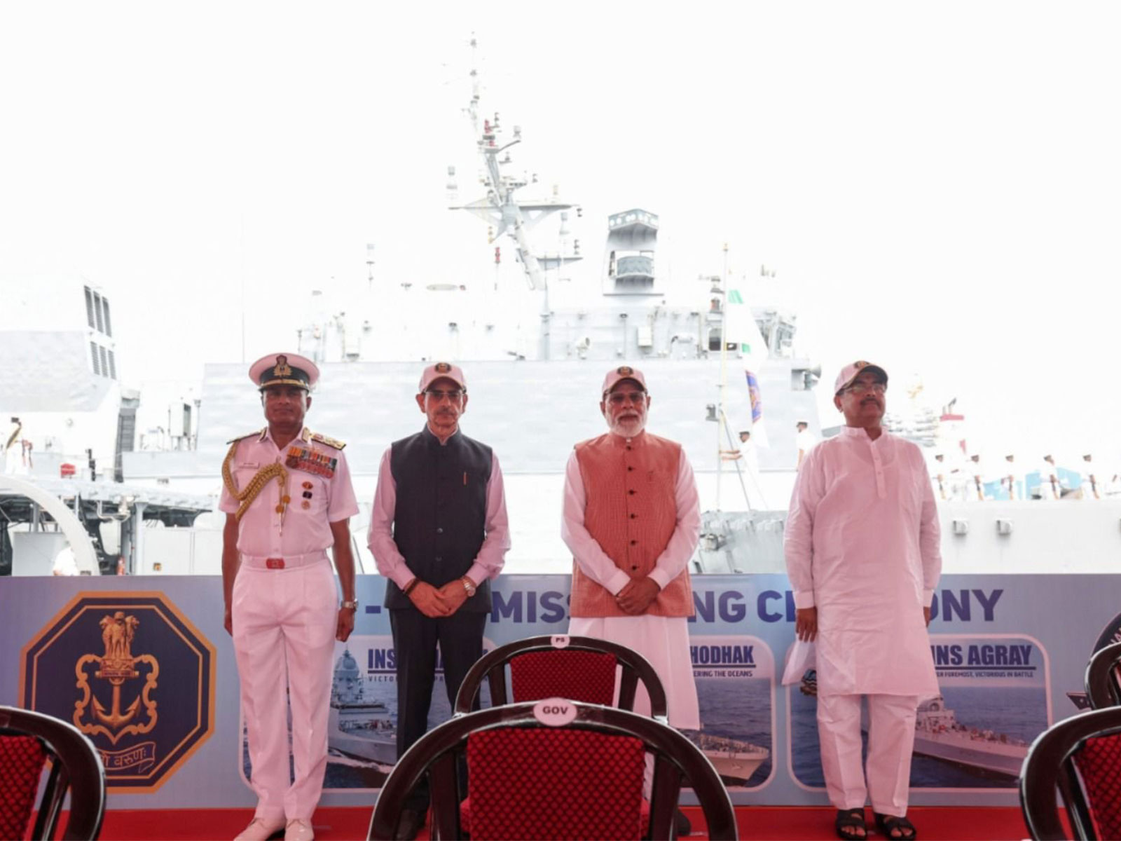 PM Modi at the commissioning event of three indigenous warships (Photo/@narendramodi/X)