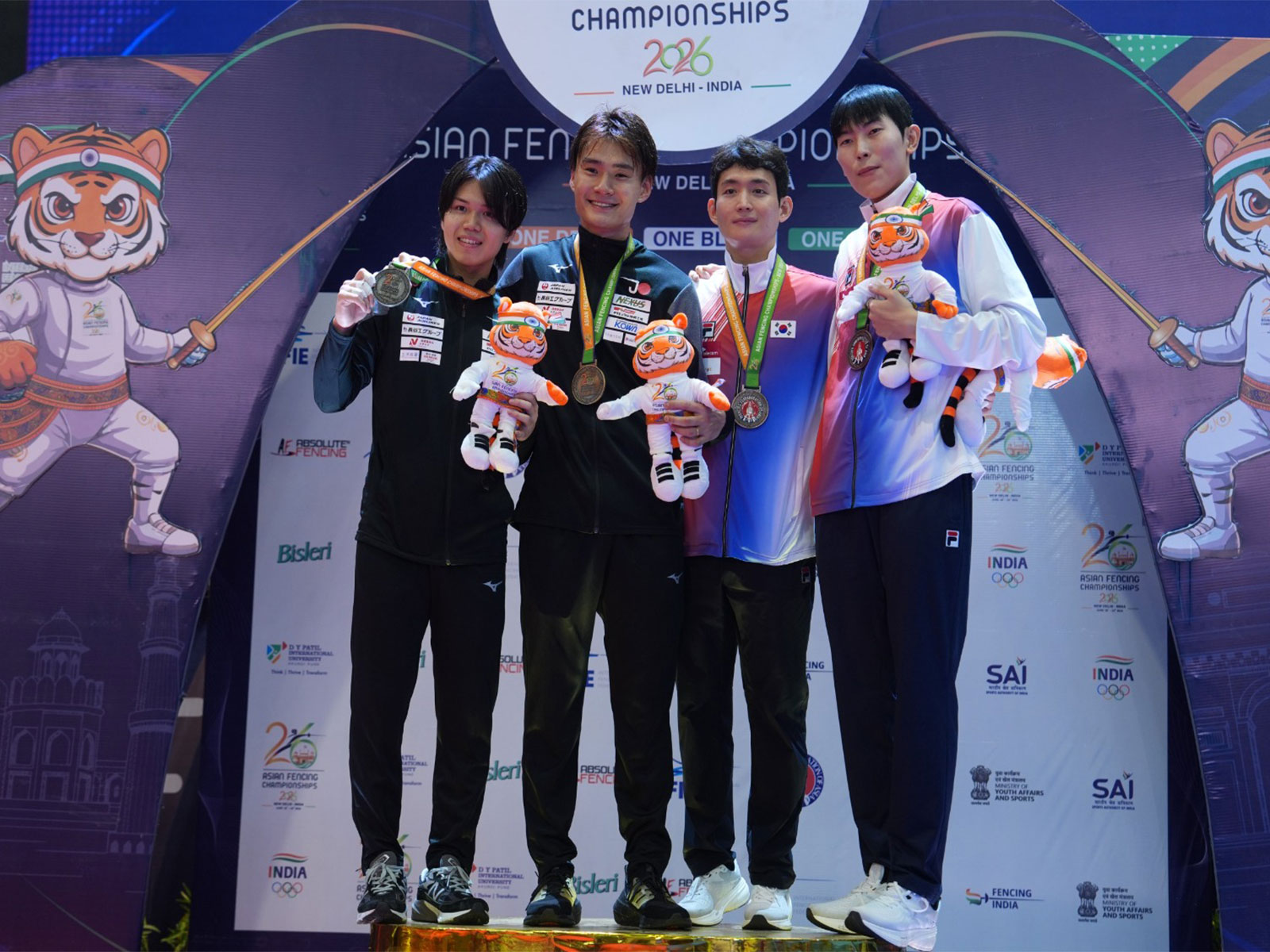 Medal winners in the individual events of the 26th Asian Senior Fencing Championships (Photo: Fencing Association of India)