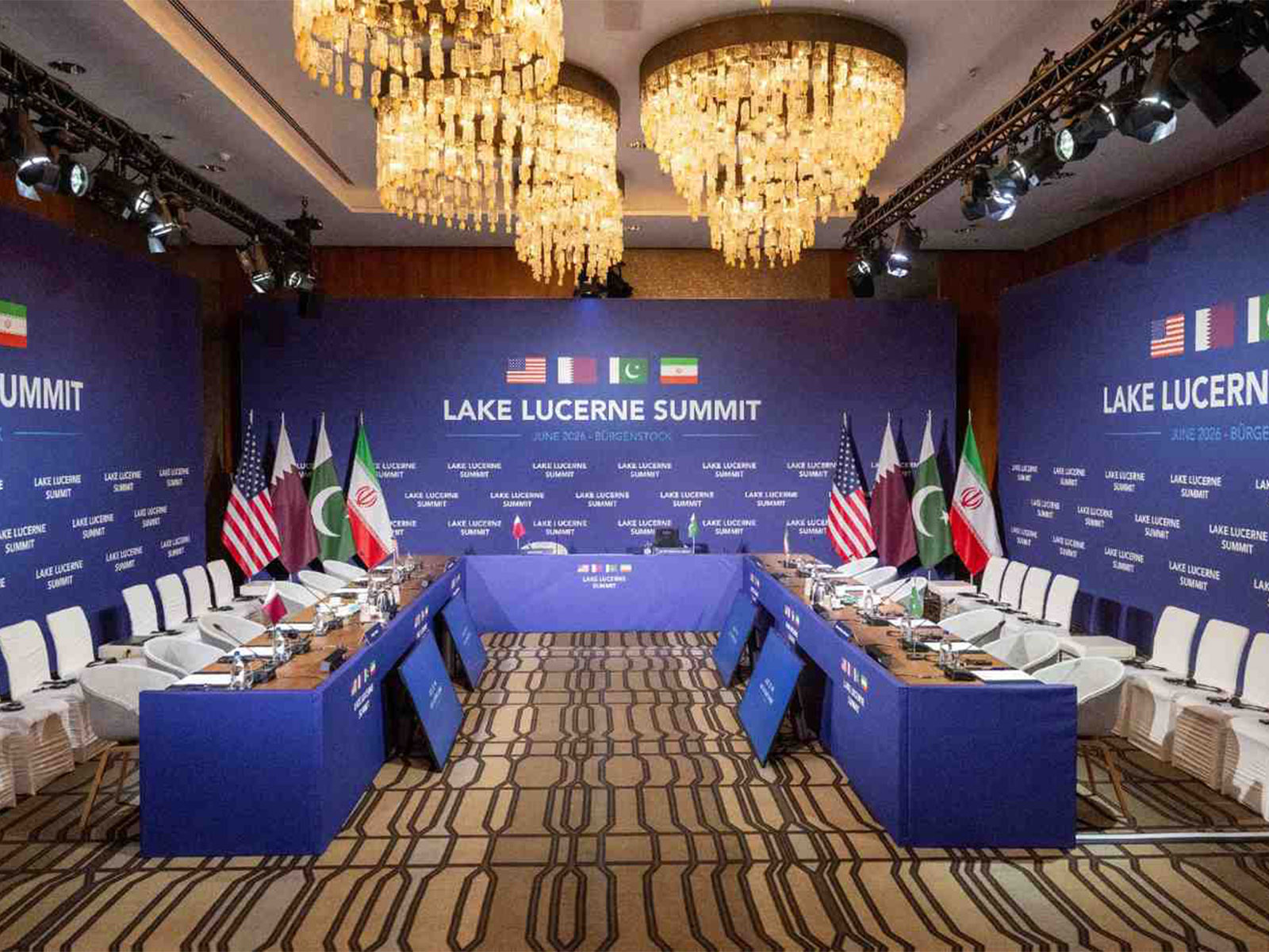 The meeting room at the Burgenstock resort overlooking Lake Lucerne in Obburgen, near Lucerne, Switzerland (File Photo/Reuters)