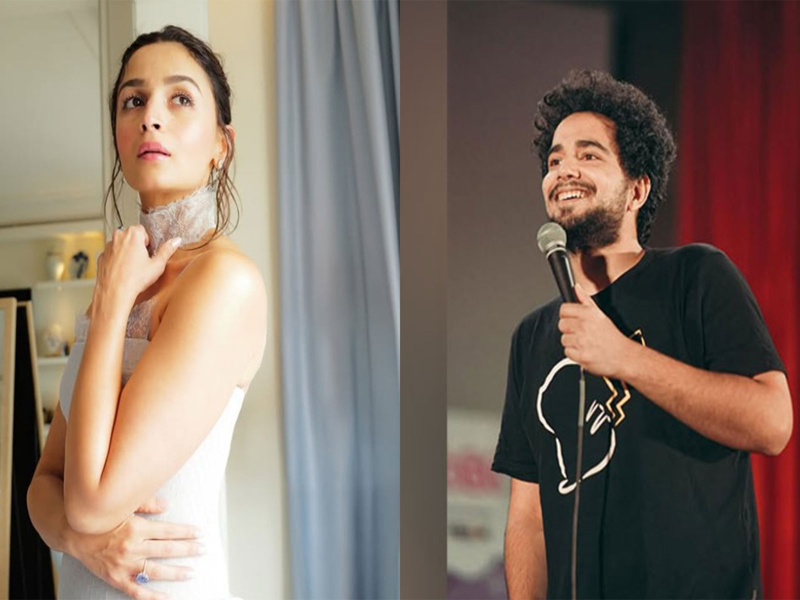 Alia Bhatt (L) Comedian Samay Raina (R) (Photos/instagram/@aliaabhatt@maisamayhoon)