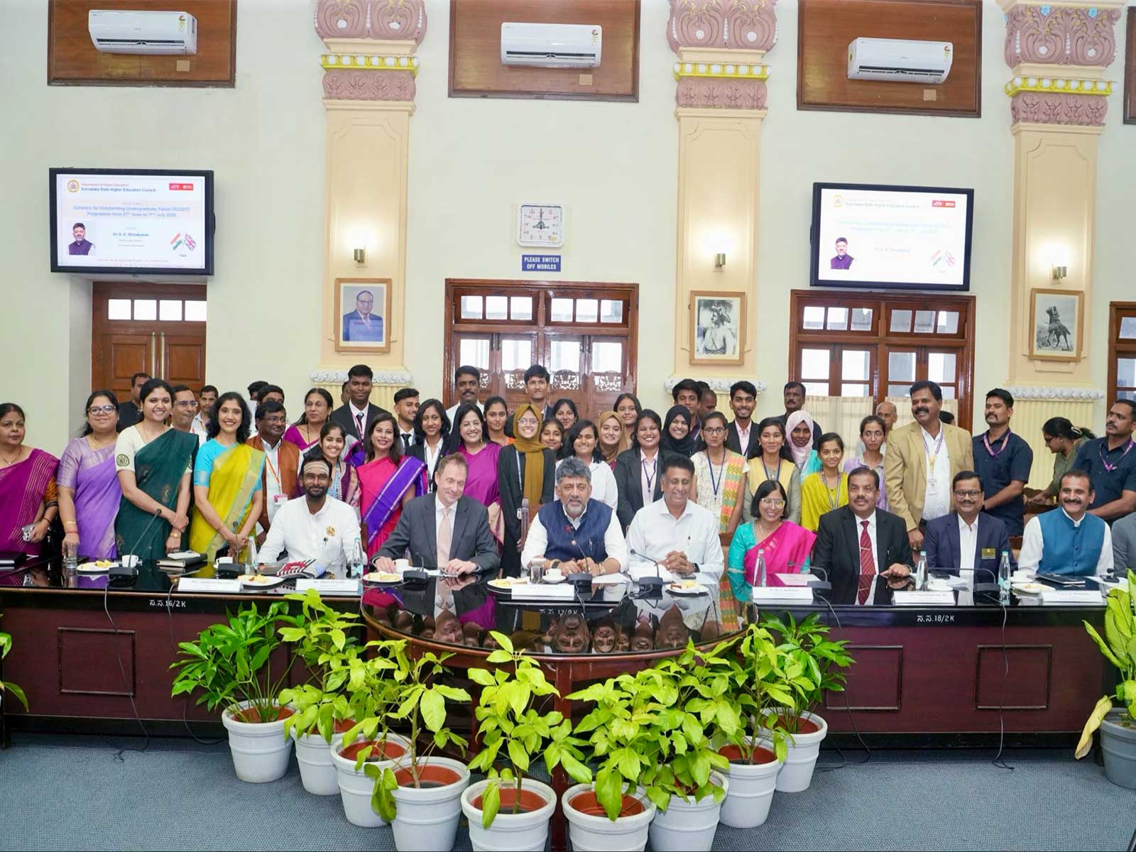 Karnataka Chief Minister DK Shivakumar with Scholars (Photo/@DKShivakumar)