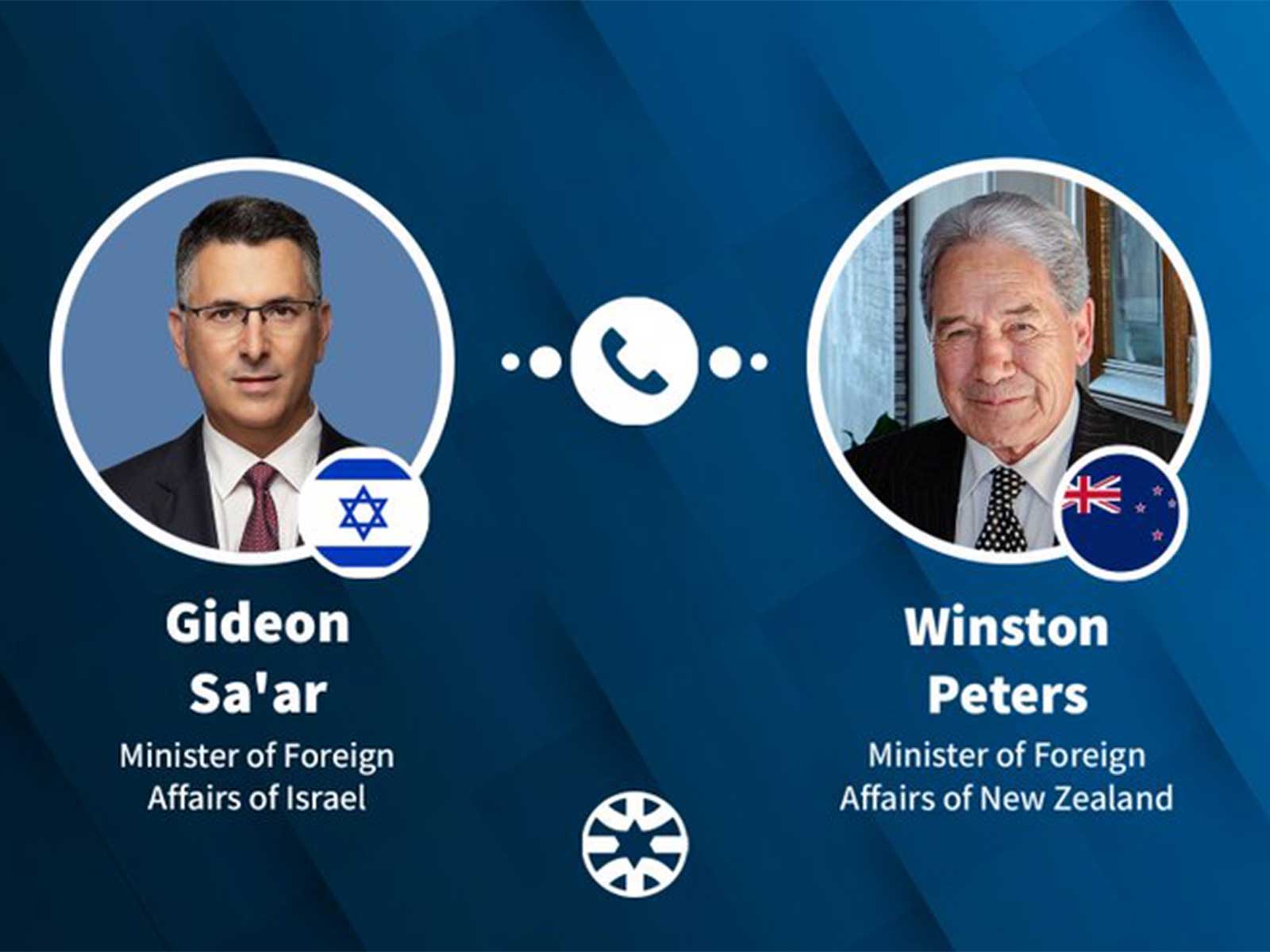 Israeli Foreign Minister Gideon Saar speaks with New Zealand Foreign Minister Winston Peters on regional security issues, including the ceasefire in Lebanon and the Hezbollah threat. (Photo: X/@gidonsaar)