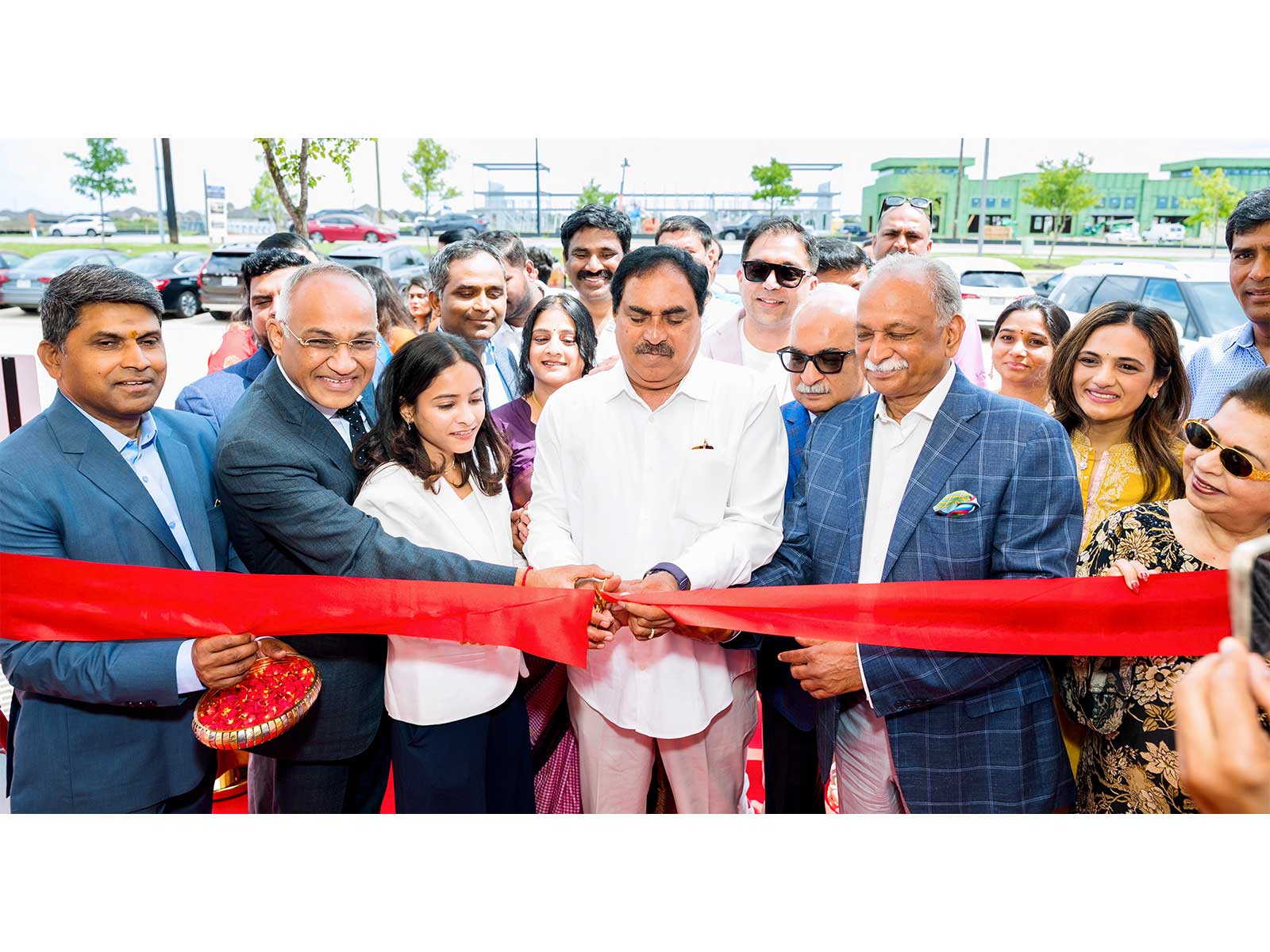Sri Errabelli Dayakar Rao former Telangana Minister & Sri Satish Reddy, President Elect American Telugu Association (ATA); inaugurating the PMJ Jewels Showroom in Frisco, Dallas