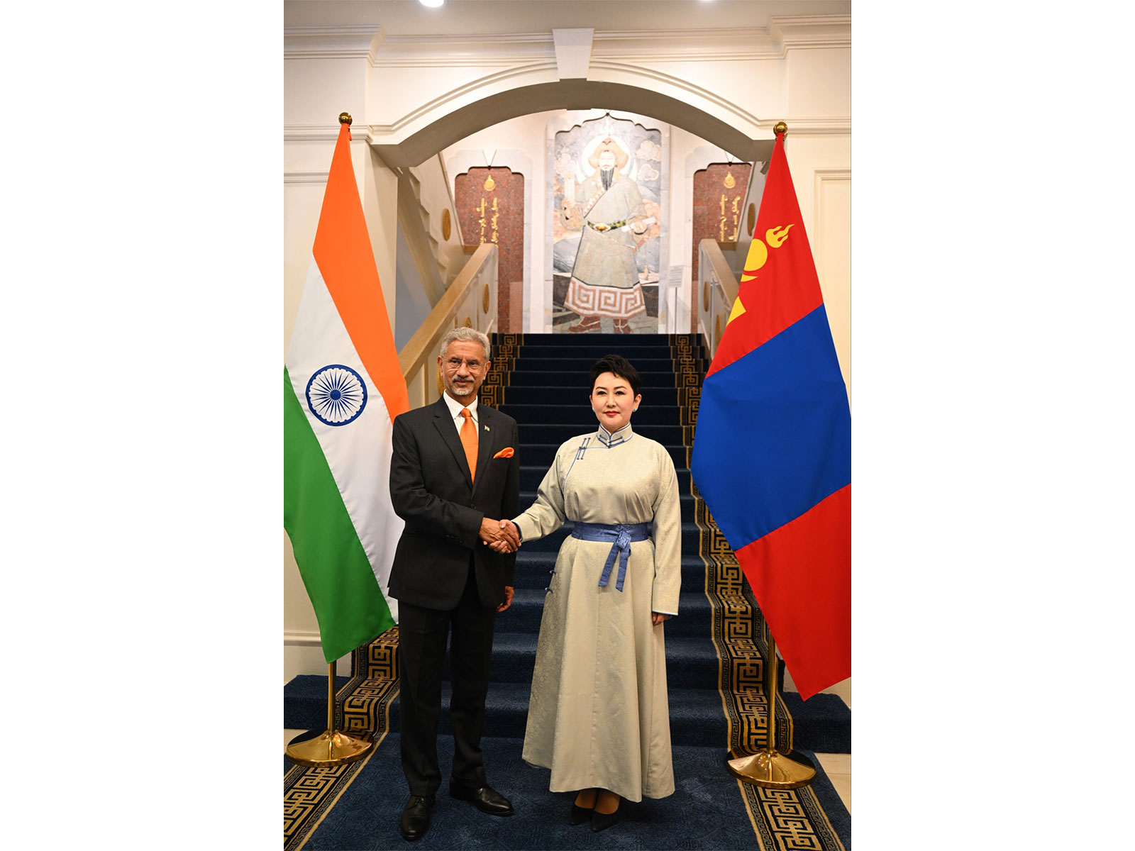 External Affairs Minister S Jaishankar with Mongolian Foreign Minister Battsetseg Batmunkh (Photo/X@DrSJaishankar)