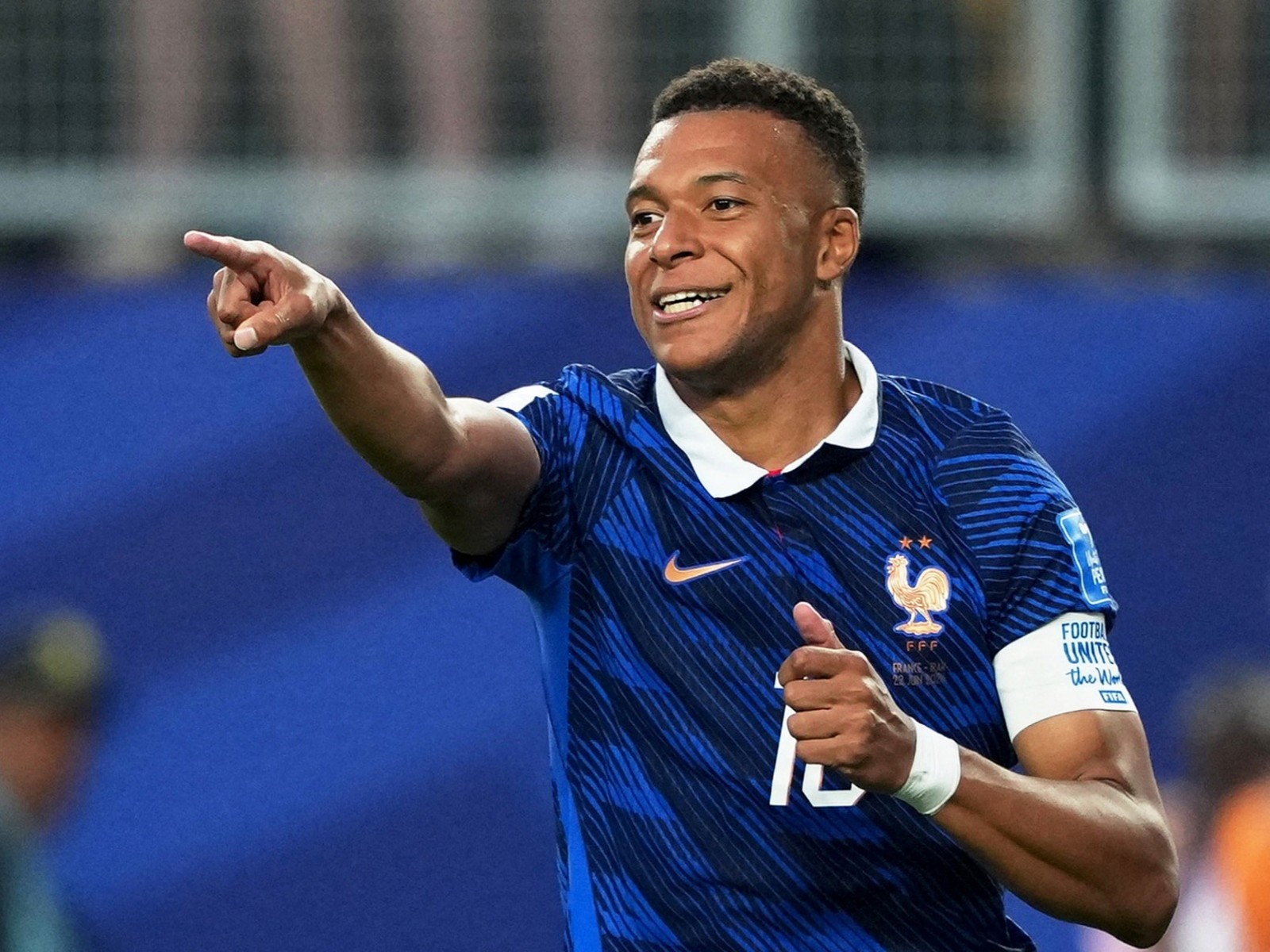 France's Kylian Mbappe celebrates scoring their second goal against Iraq (Photo: IMAGN IMAGES via Reuters)