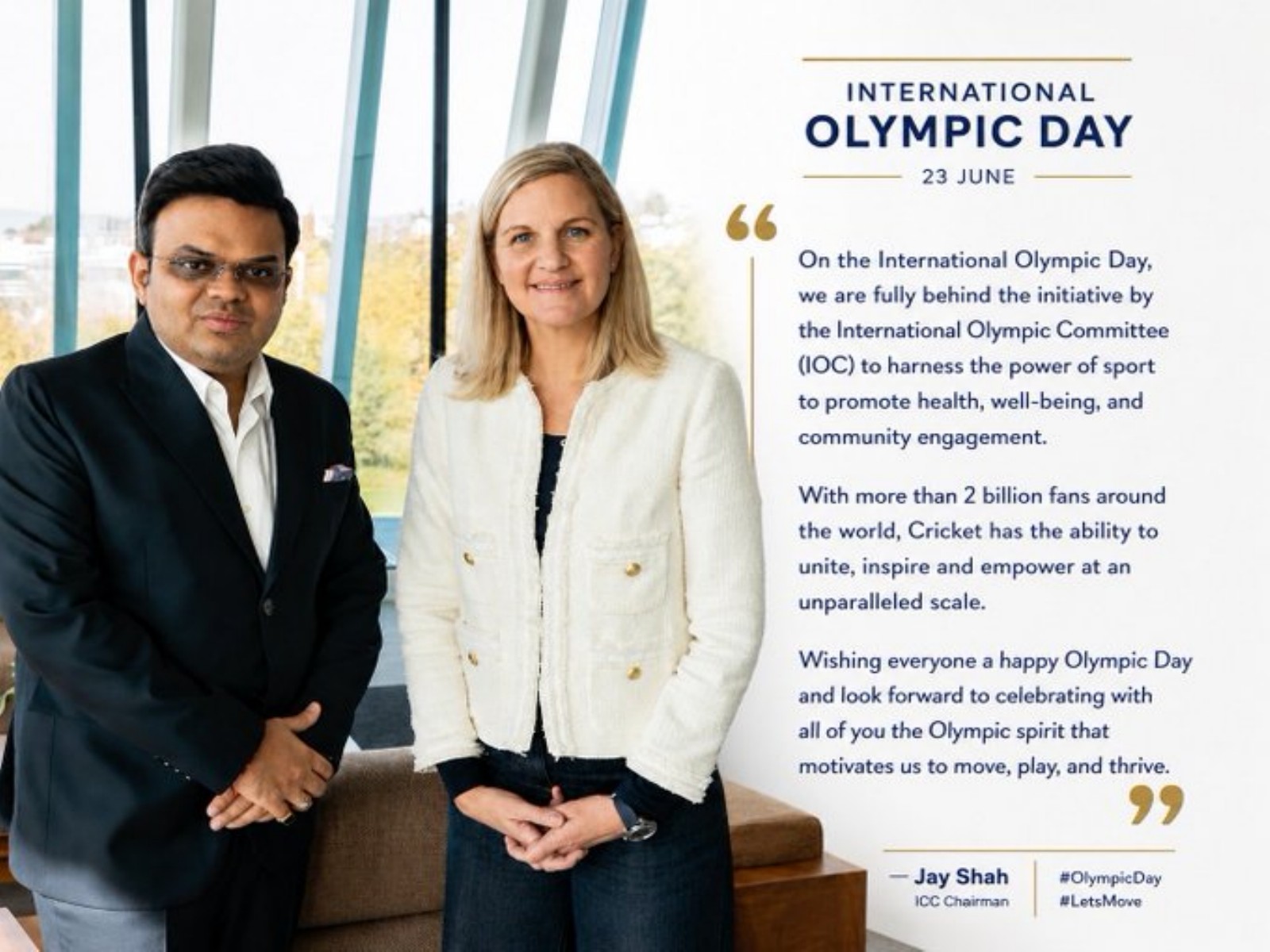 ICC Chairman Jay Shah (L). (Photo: X@JayShah)