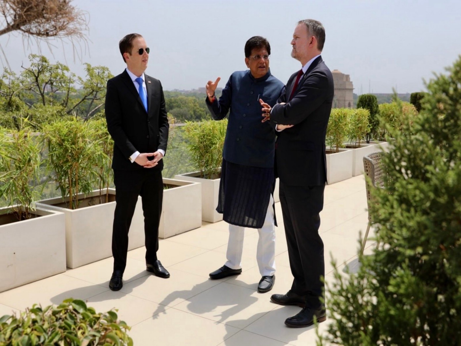 Union Minister of Commerce and Industry Piyush Goyal alongwith  US Trade Representative (USTR) Ambassador Jamieson Greer and US Ambassdor to India, Sergio Gor (Photo/X/@USAmbIndia)