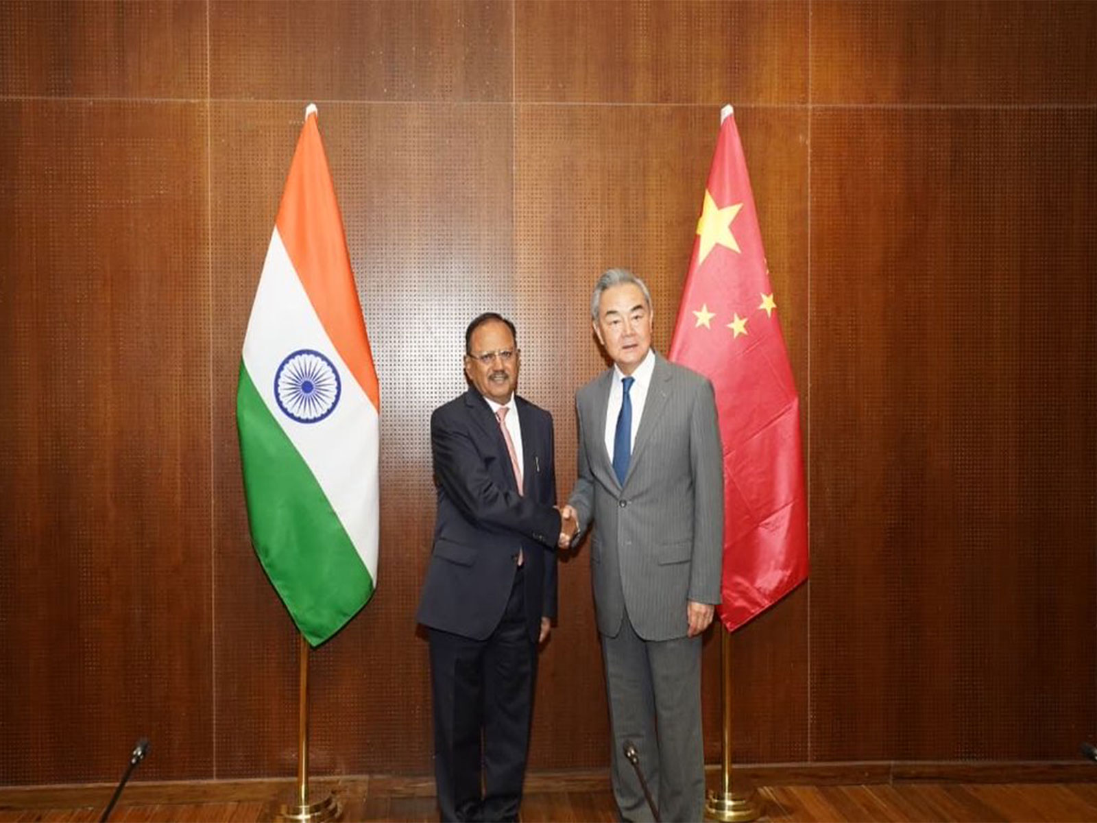 Chinese Foreign Minister Wang Yi with National Security Adviser Ajit Doval (Photo/X/@China_Amb_India)