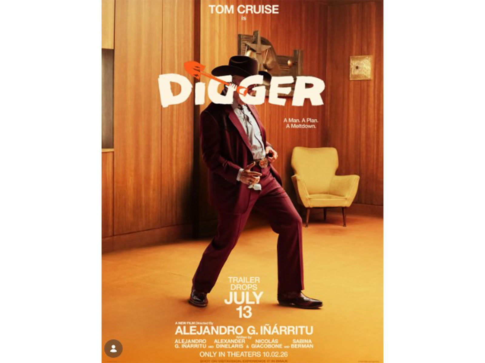 Poster of Digger (Image source: Tom Cruise's Instagram)