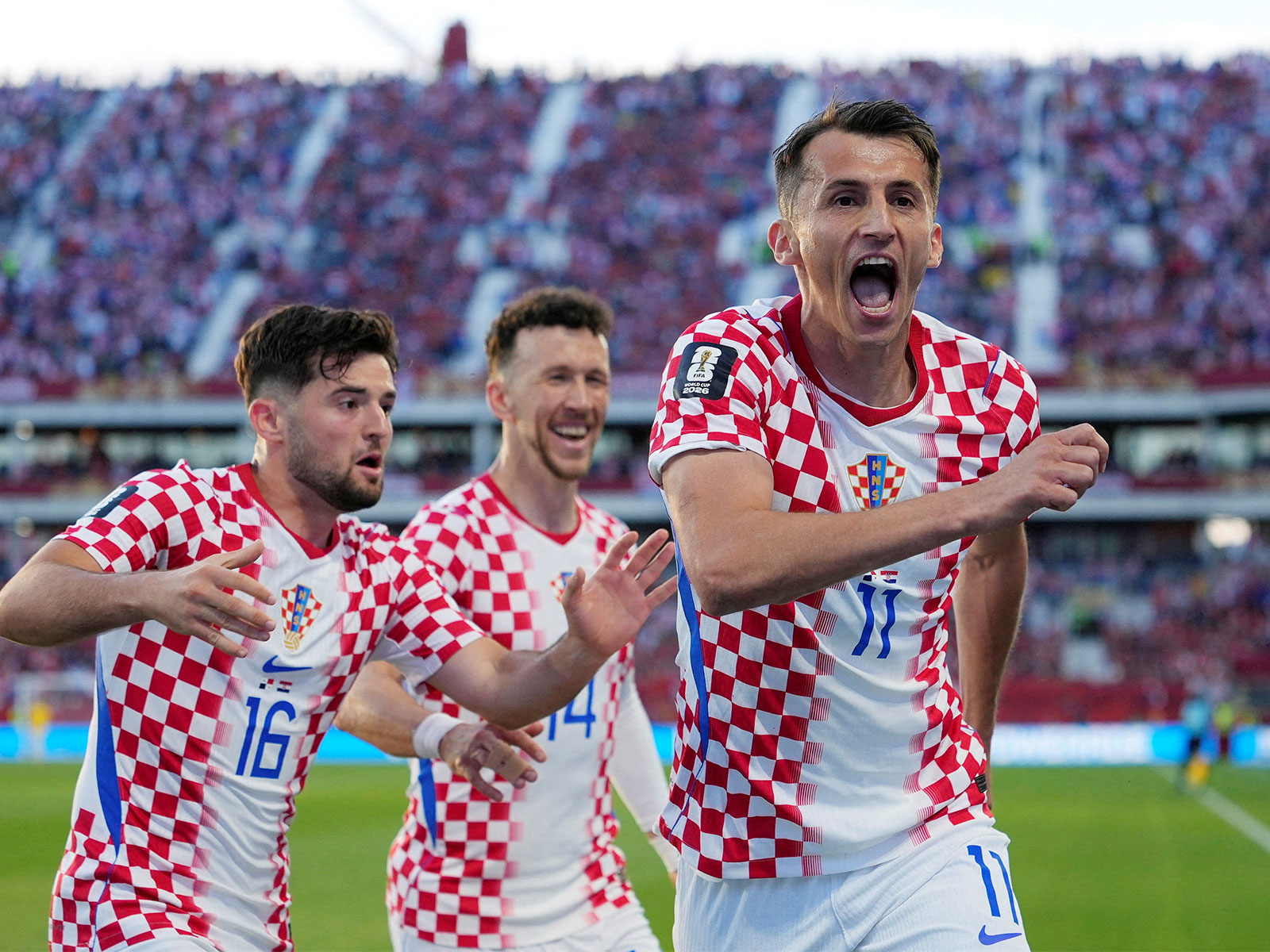 Croatia's Ante Budimir (first from right). (Photo: IMAGN IMAGES via Reuters)