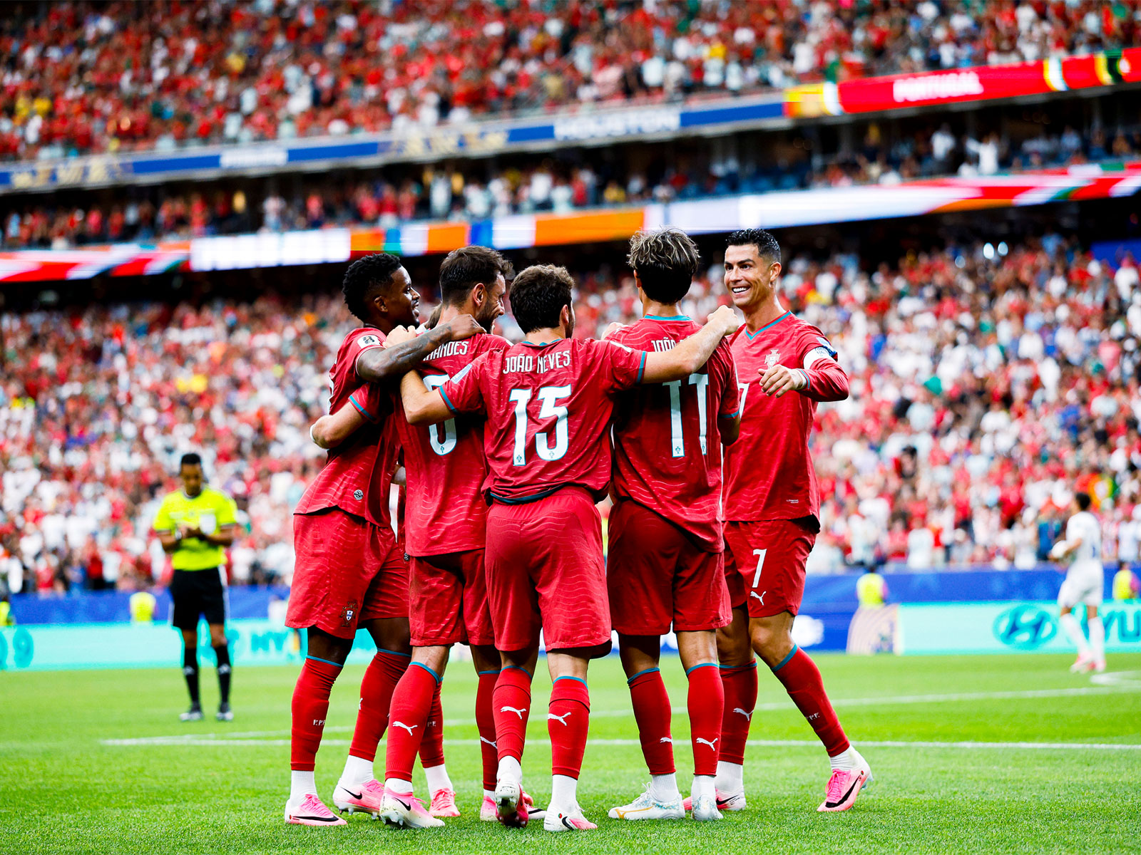 Cristiano Ronaldo celebrating with his Portugal teammate (Photo: X/@Cristiano)