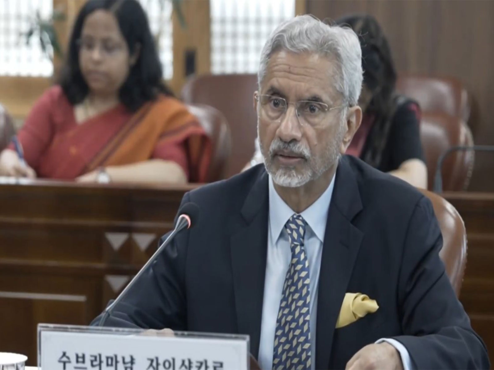 External Affairs Minister S Jaishankar delivering opening remarks in Seoul (Photo/X@DrSJaishankar)