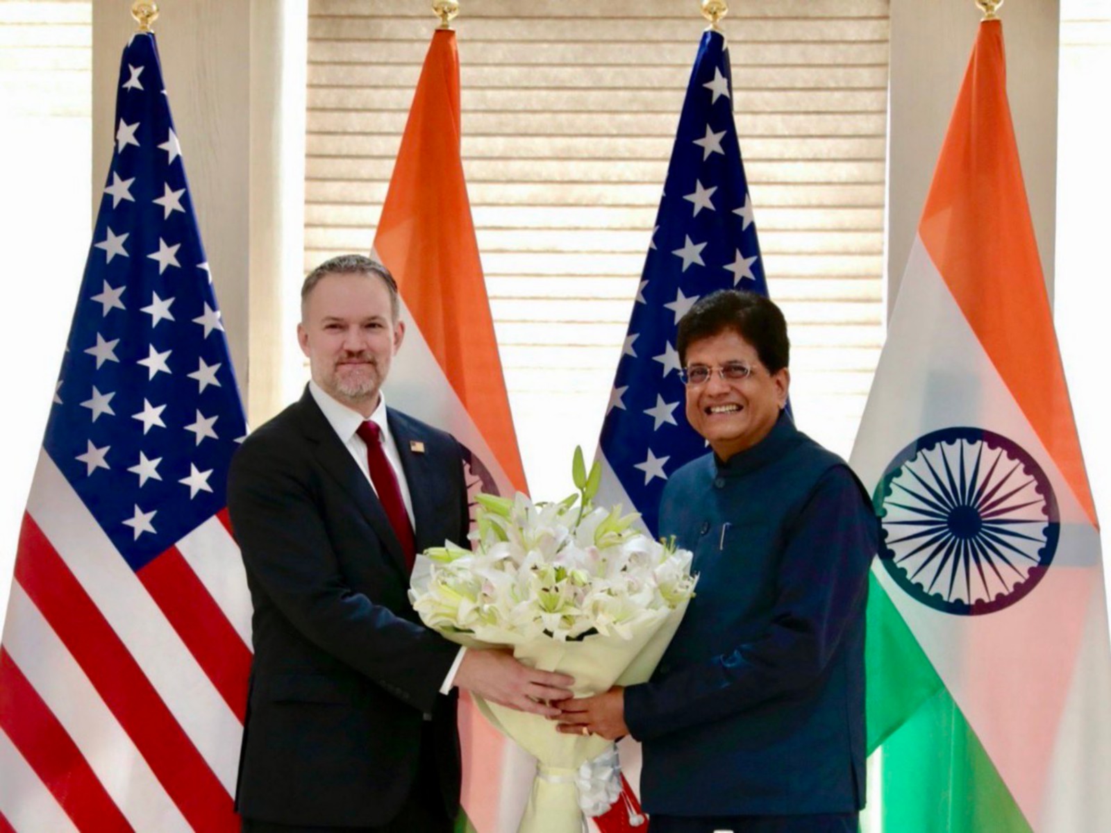 US Trade Representative Jamieson Greer and Union Minister of Commerce and Industry Piyush Goyal (Photo/@USAndIndia) 