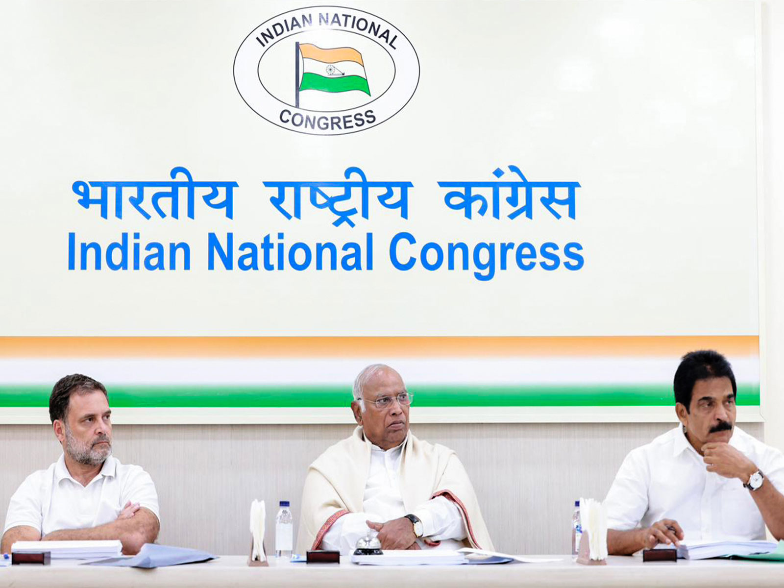 Congress National President Mallikarjun Kharge, Lok Sabha LoP Rahul Gandhi, and Party Secretary KC Venugopal (File Photo/ANI)