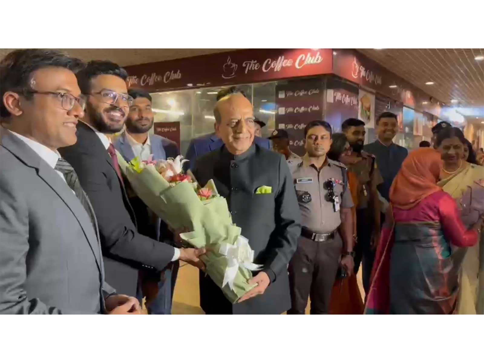 Indian High Commissioner to Bangladesh Dinesh Trivedi welcomed at Indian Visa Centre (Photo/ANI)