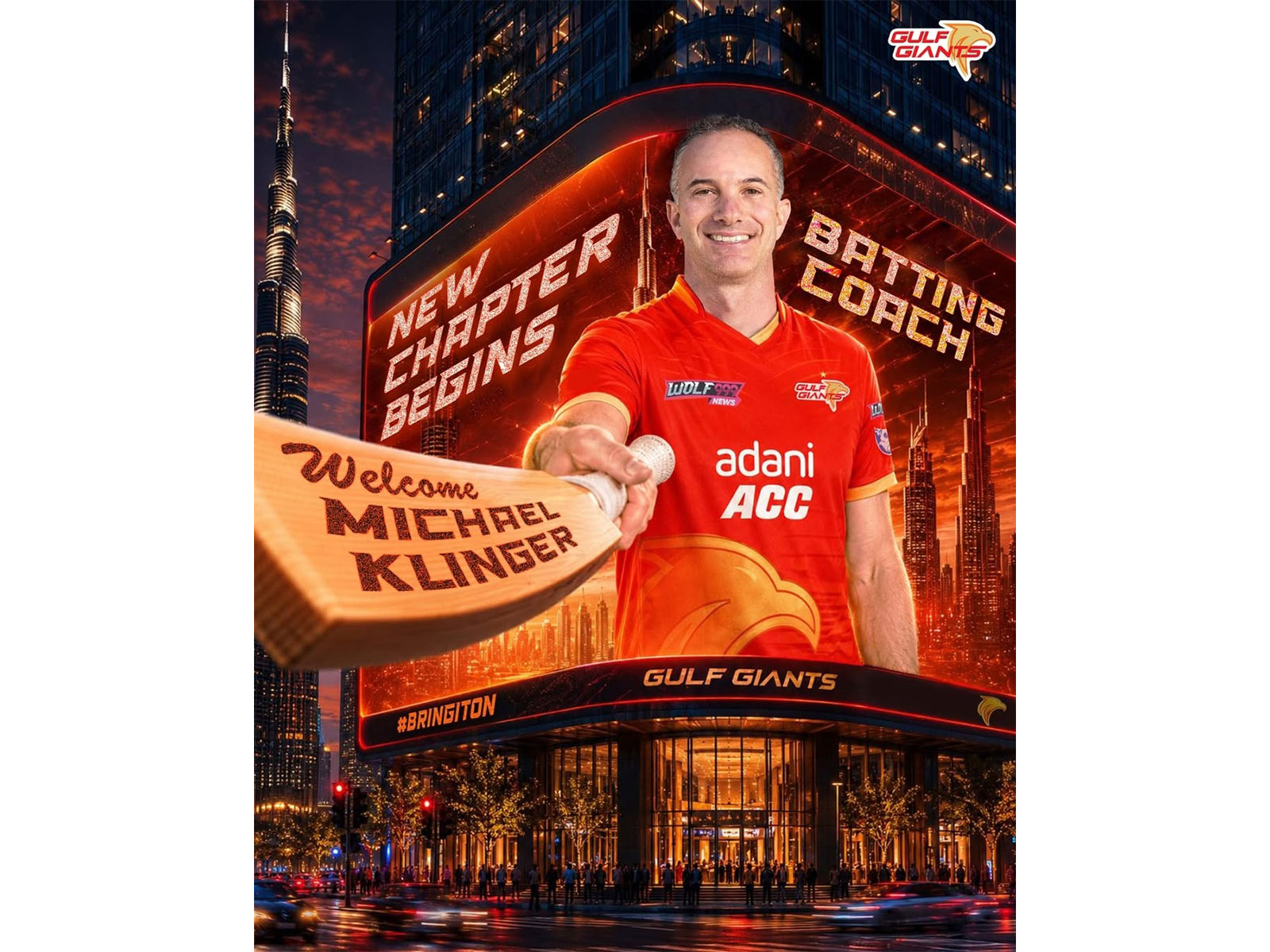 Gulf Giants appoint Michael Klinger as batting coach (Photo: Adani Sportsline)