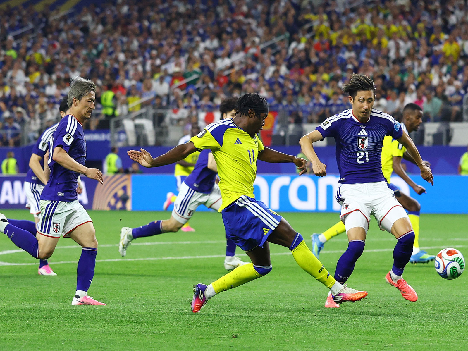 Japan and Sweden players in action during the World Cup match. (Photo: Reuters)