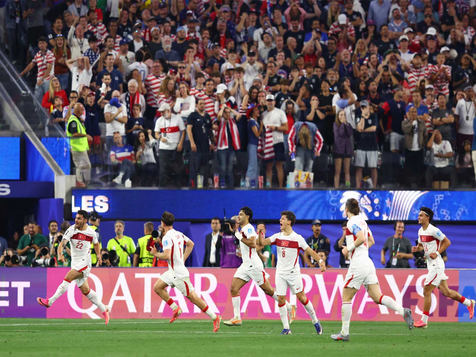 Turkey's Kaan Ayhan celebrates scoring their third goal with teammates against United States (Photo: IMAGN IMAGES via Reuters)