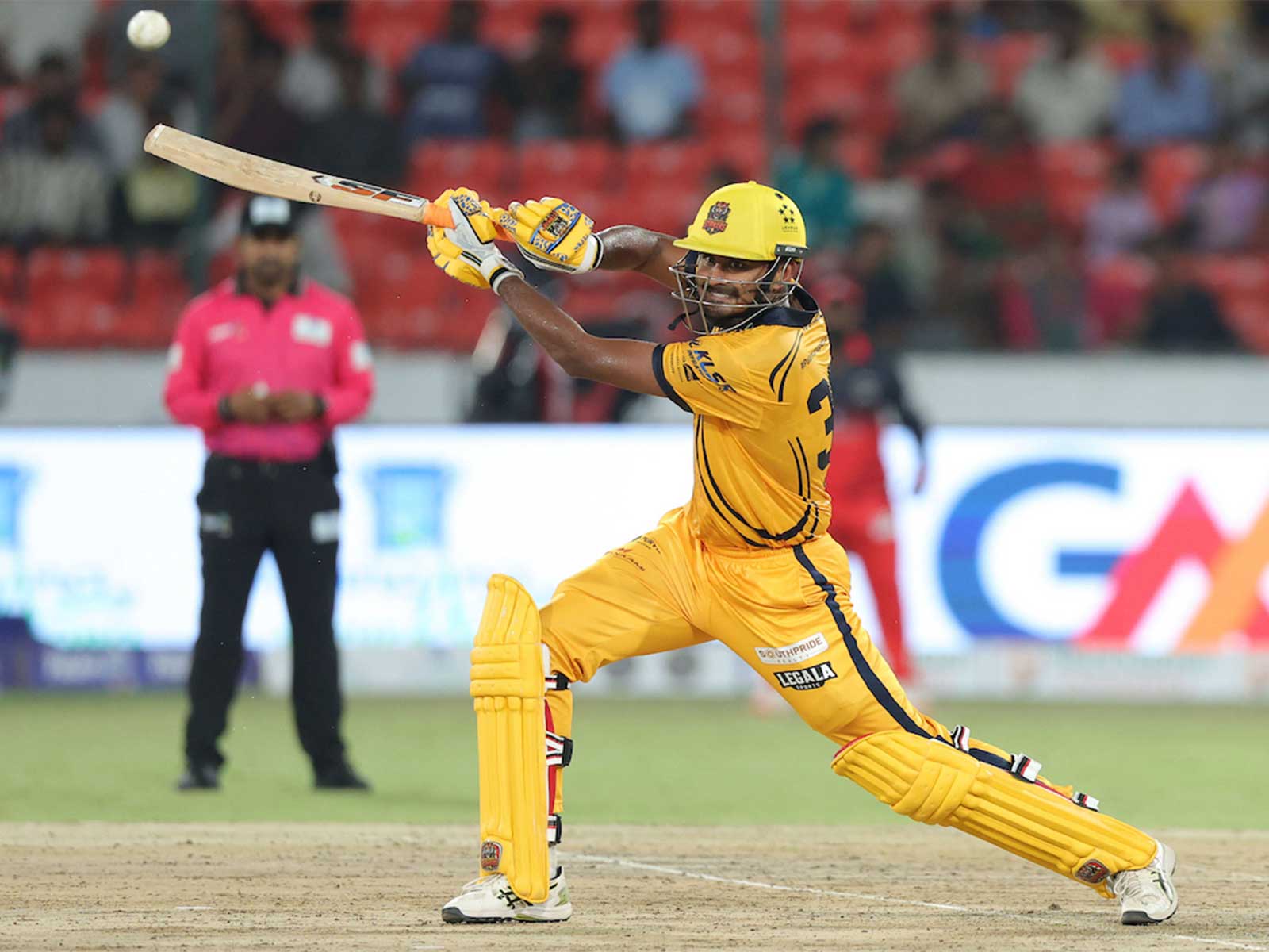 Palamuru Strikers' Rohit Rayudu in action against Medak Falcons (Image: HCA/TG20)