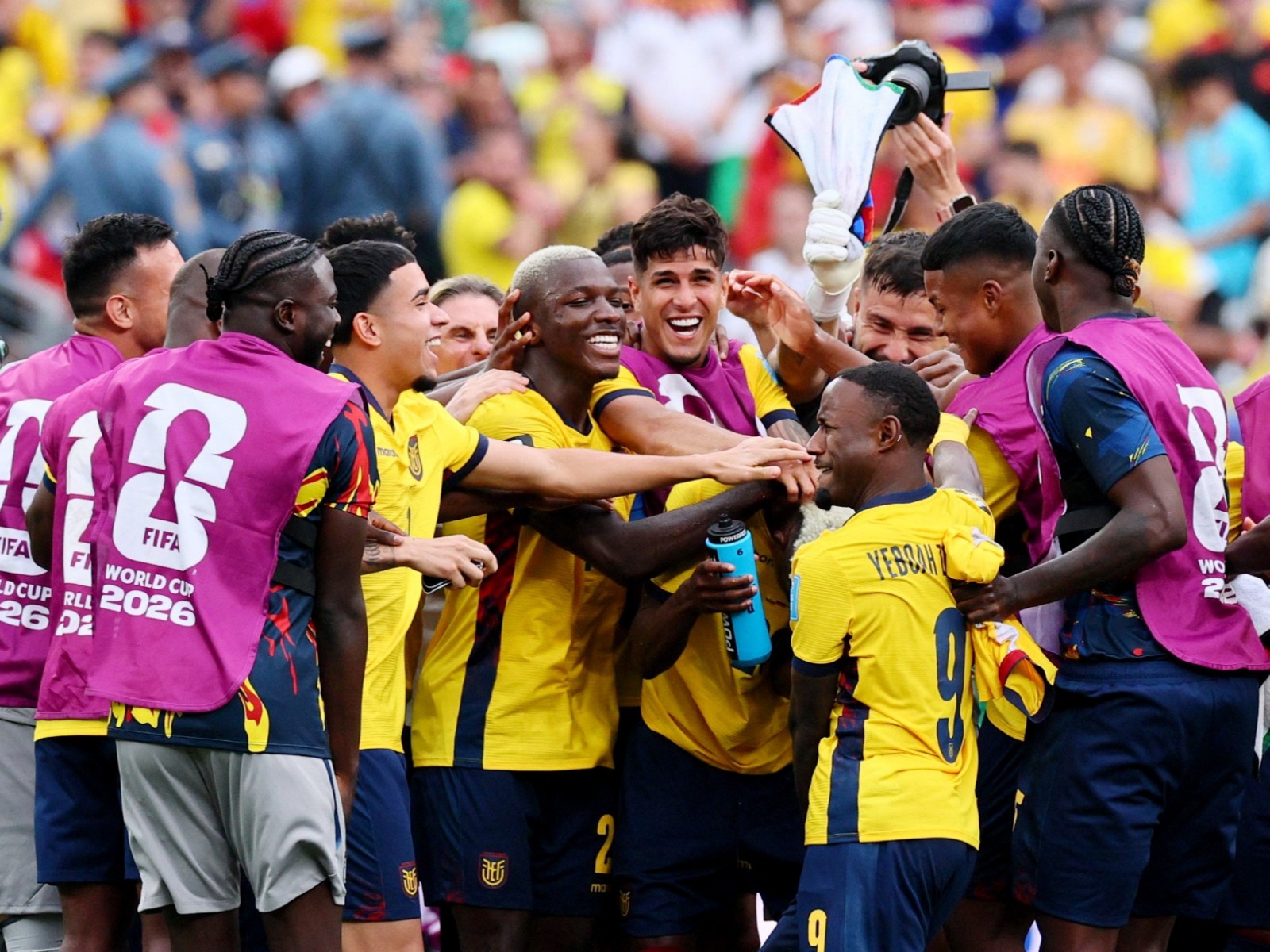 Ecuador's Nilson Angulo celebrates with teammates after the match against Germany (Photo: IMAGN IMAGES via Reuters)