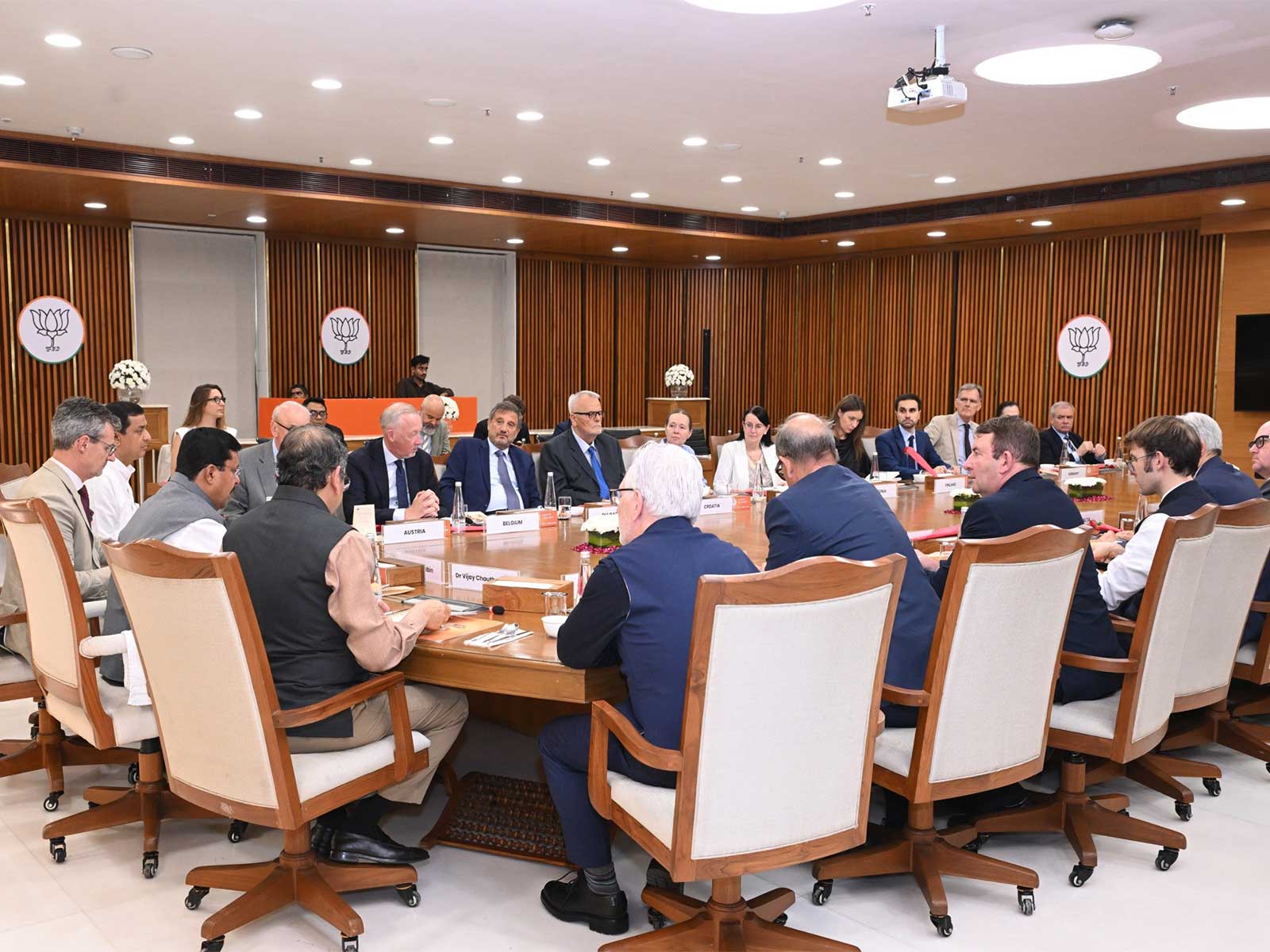 BJP National President Nitin Nabin hosted Mission Heads from 23 EU countries along with the EU Ambassador to India in a special 'Know BJP' session (Photo/X@BJP4India)