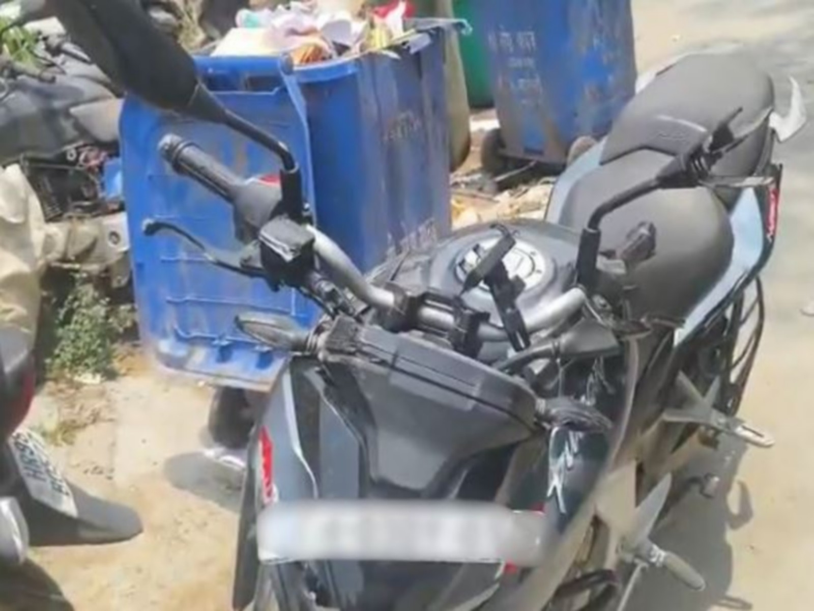 The damaged motorcycle of Sarthak Mattoo following the alleged hit-and-run accident near Rajokri flyover.  (Photo/ANI)