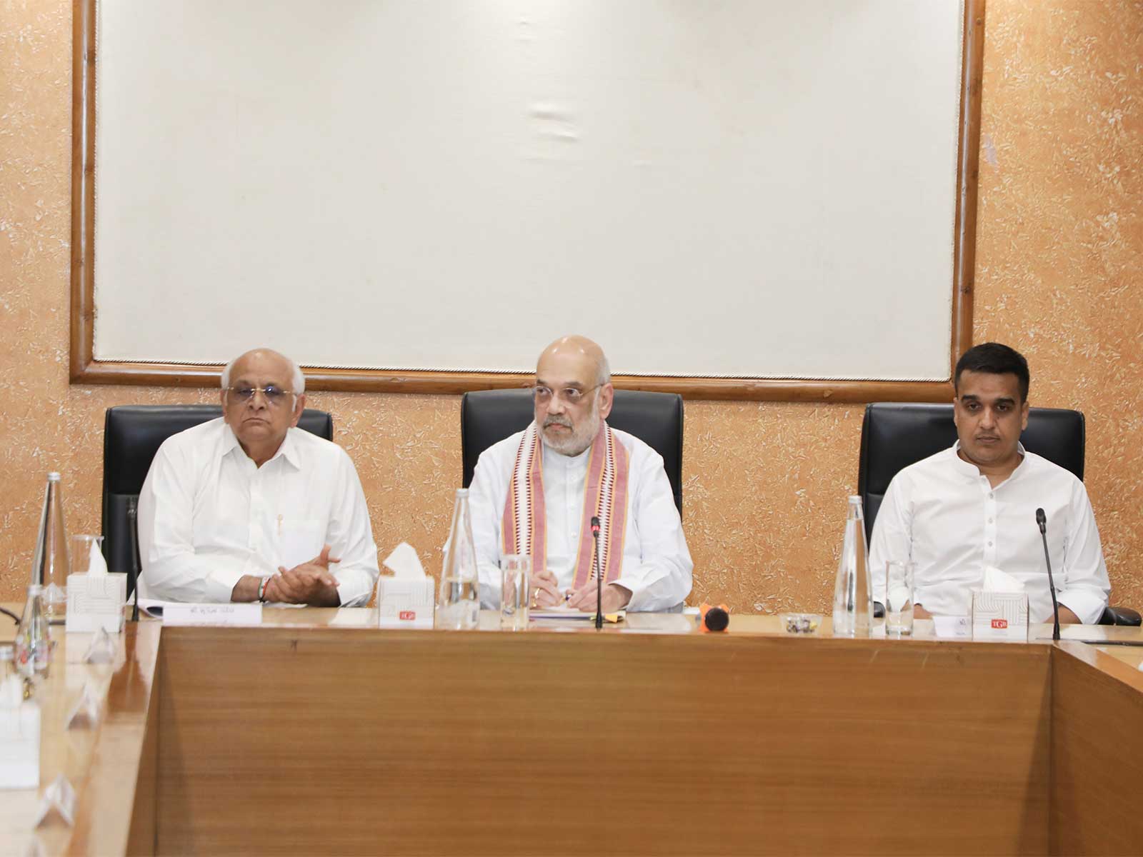 Union Home Minister Amit Shah chairs a high-level review meeting in Ahmedabad  (Photo/GujaratCMO) 
