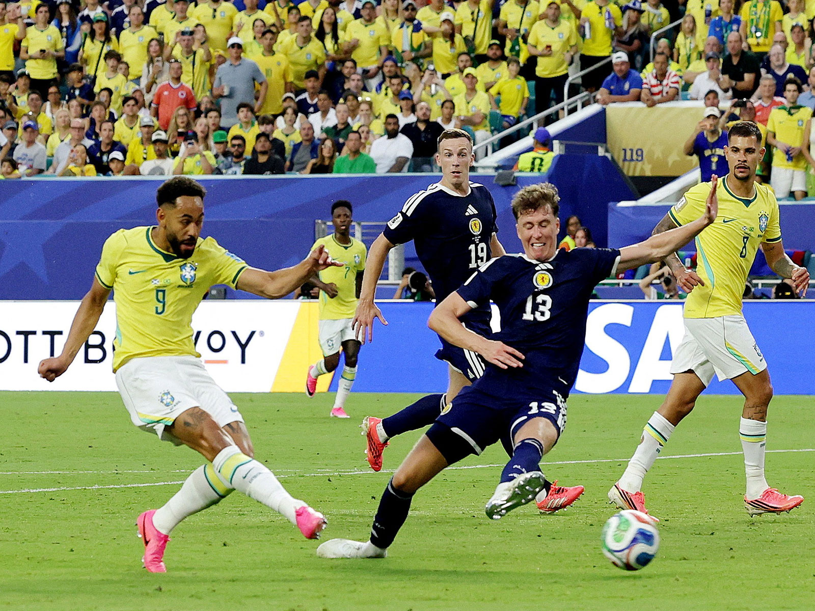 Soccer Football - FIFA World Cup 2026 - Group C - Scotland v Brazil - Miami Stadium, Miami Gardens, Florida, U.S. - June 24, 2026 Brazil's Matheus Cunha scores their third goal (Photo: REUTERS/Amanda Perobelli TPX IMAGES OF THE DAY)