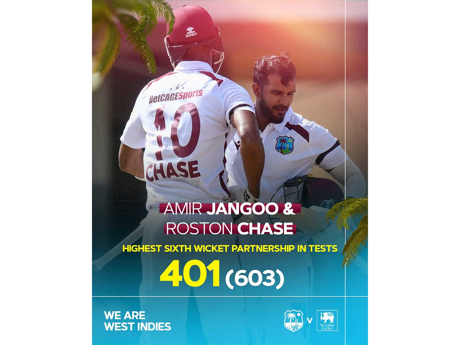 Amir Jangoo and Roston Chase (Photo: @WindiesCricket X)