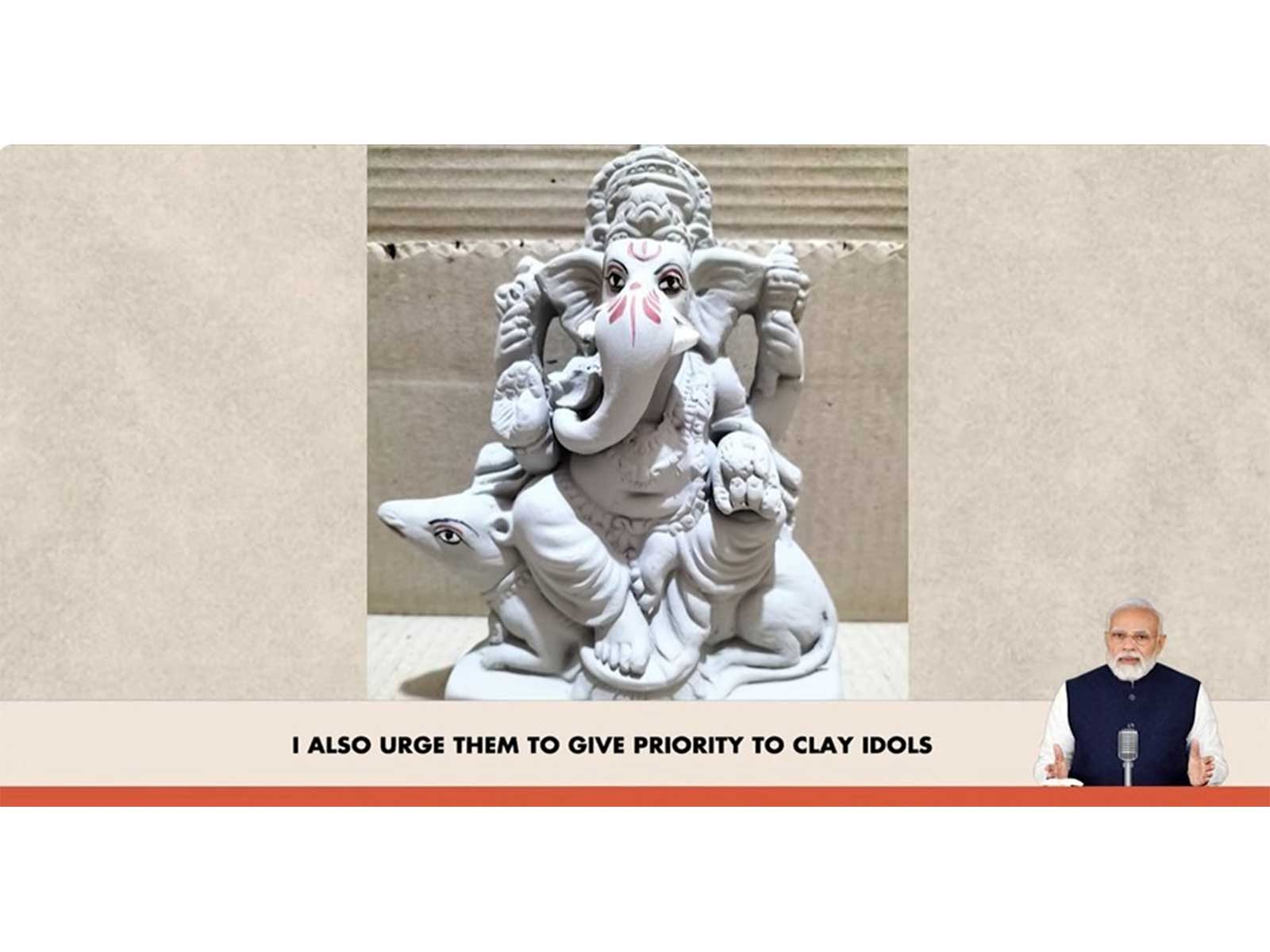 PM Modi urges people to avoid PoP Ganesh idols in Mann Ki Baat episode (Photo/ videograb/YouTube)