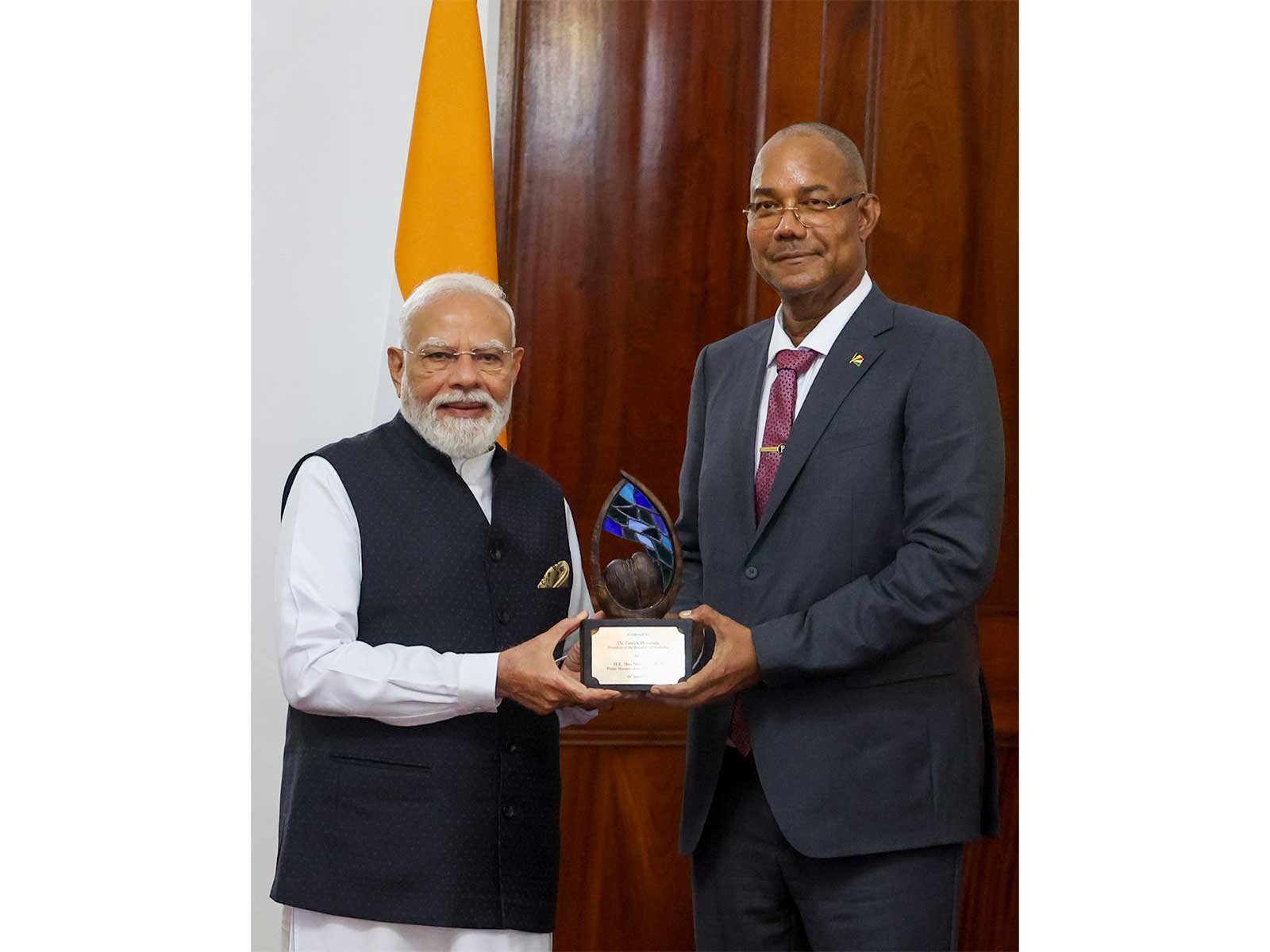 Prime Minister Narendra Modi conferred the 'Guardian of the Blue Horizon' (Photo/ANI)