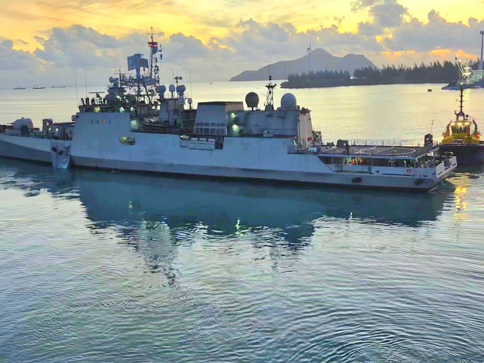 INS Tarkash arrives at Port Victoria (Photo/ X@indiannavy)
