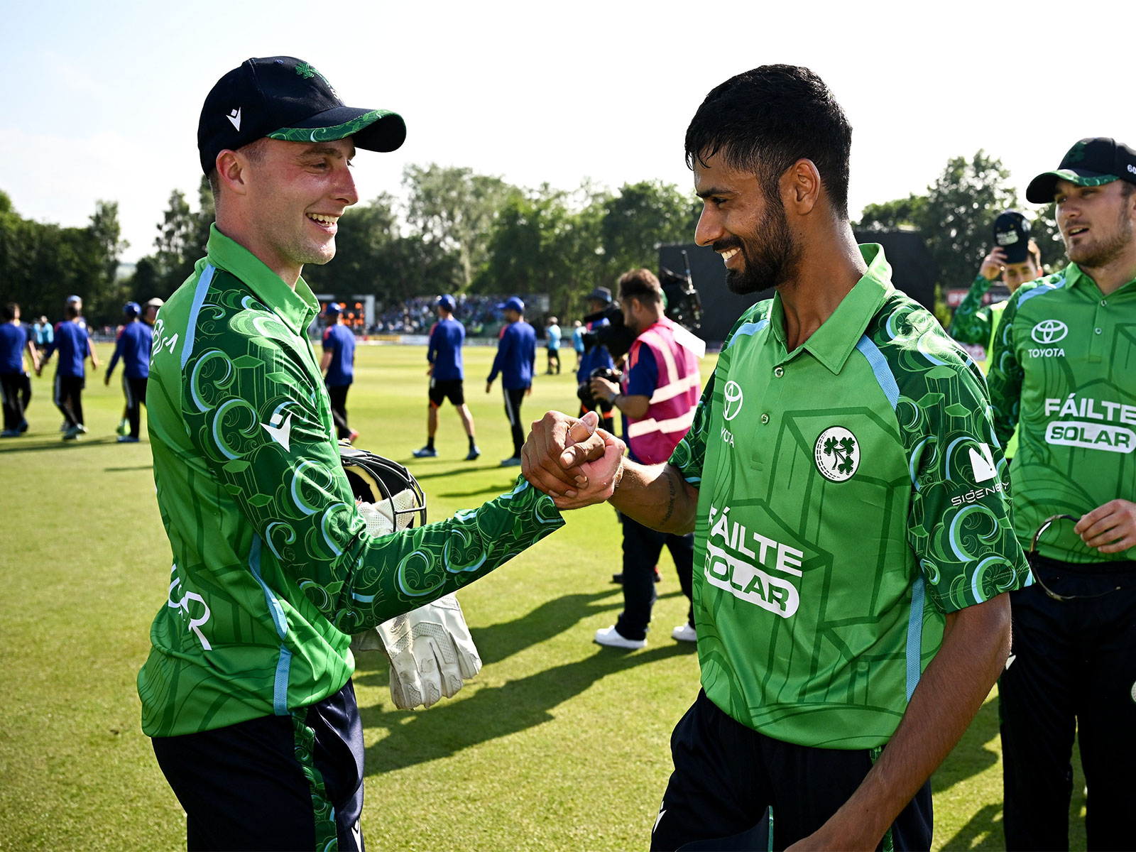 Ireland skipper Lorcan Tucker (L) with teammates (Photo: X/ @cricketireland)
