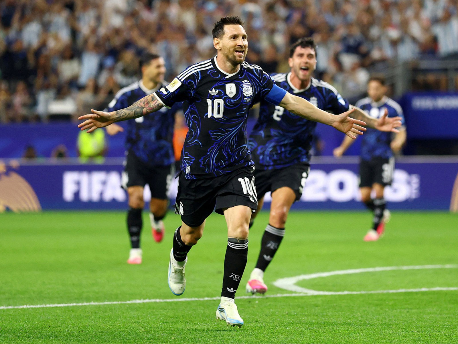 Argentina's Lionel Messi celebrating after scoring a goal against Jordan (Photo: Reuters)