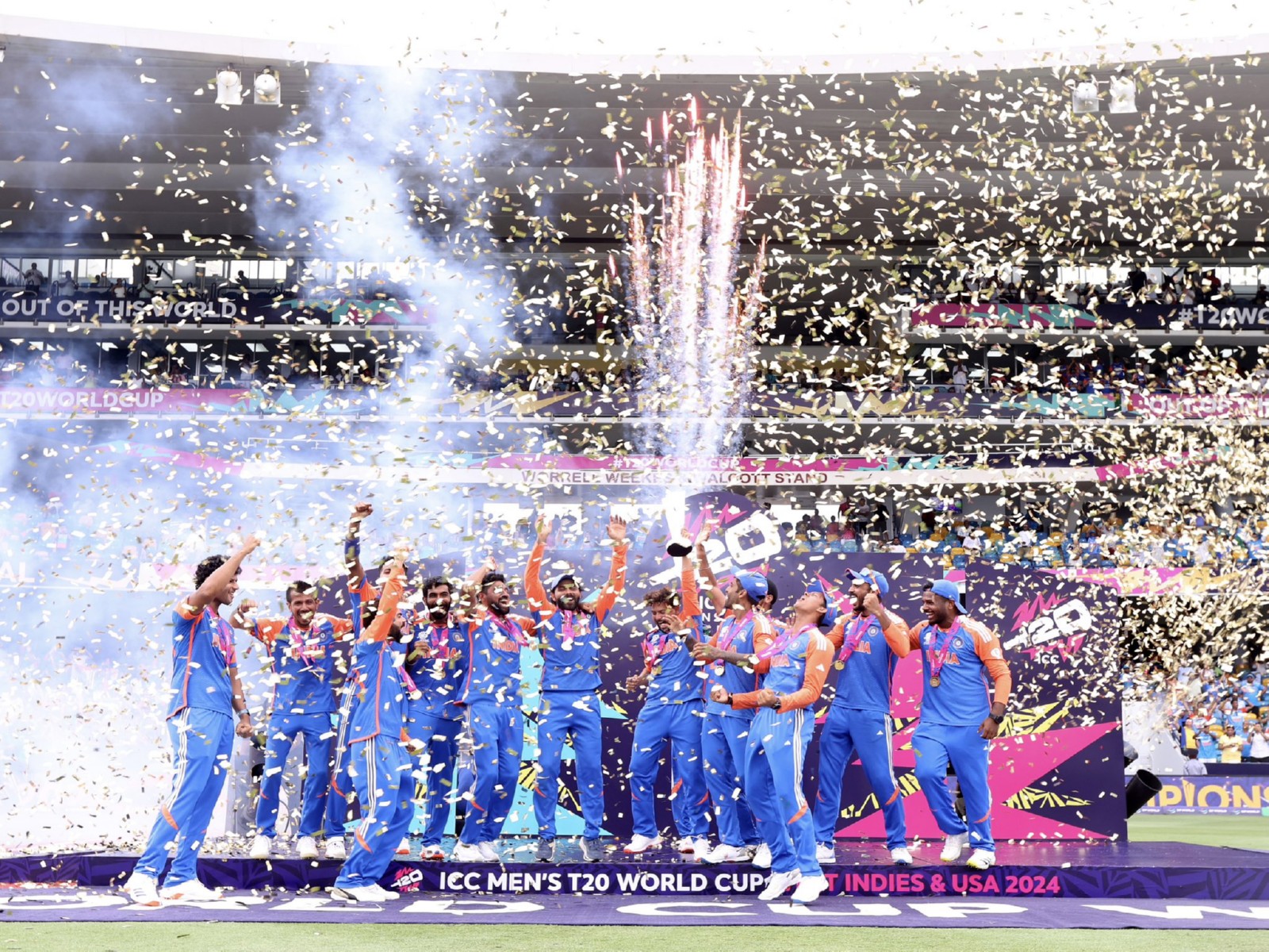 Team India were crowned ICC Men's T20 World Cup 2024 winners after defeating South Africa. (Photo: X/@surya_14kumar)