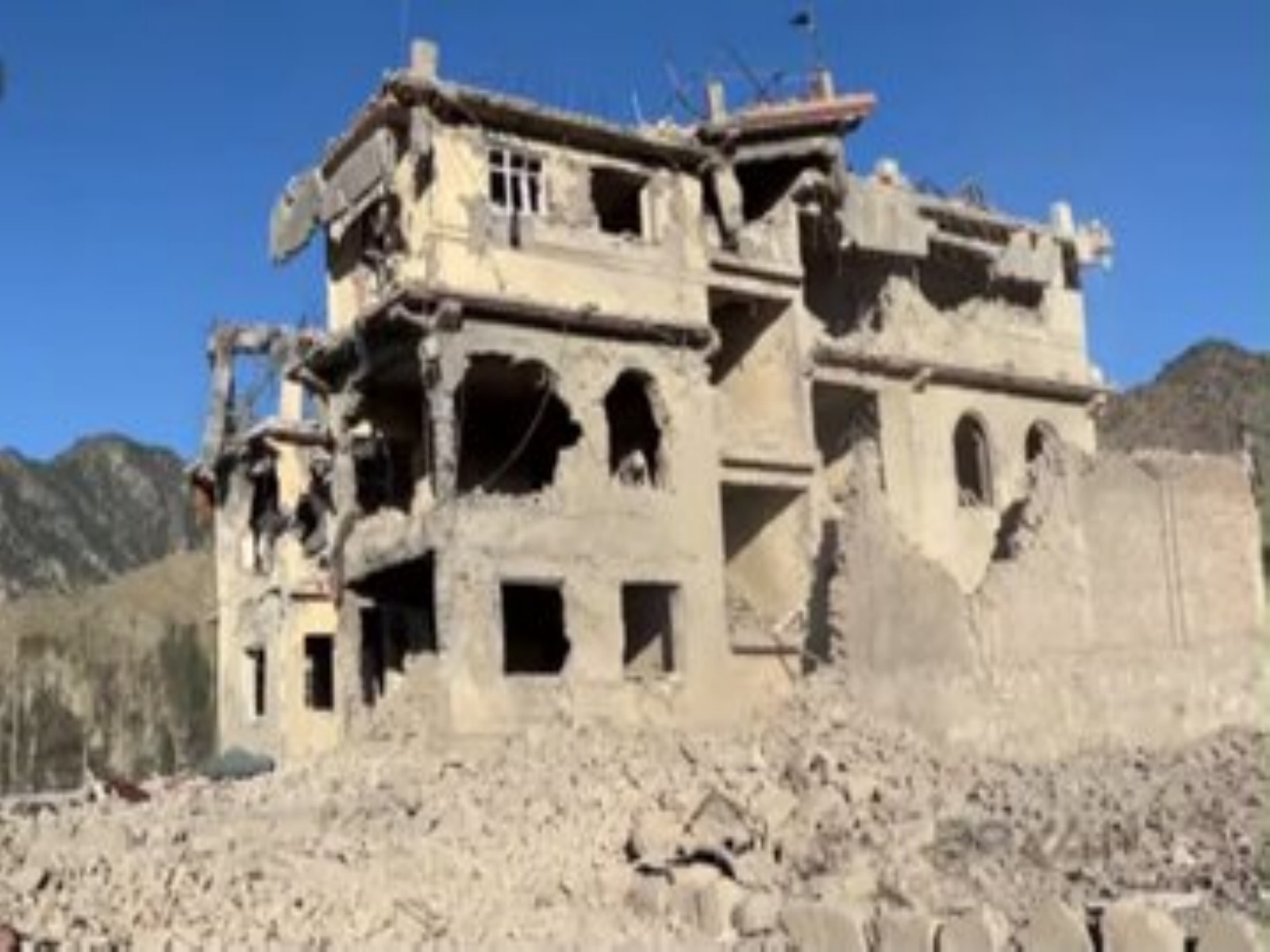 A damaged residential building in eastern Afghanistan following cross-border military strikes. (Photo: X/@FitratHamd)
